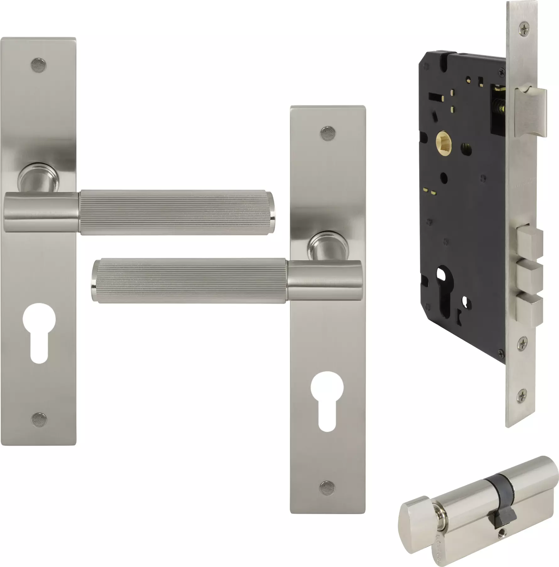 Verge Longplate Entrance Set - K/T - Linear Knurl - BN