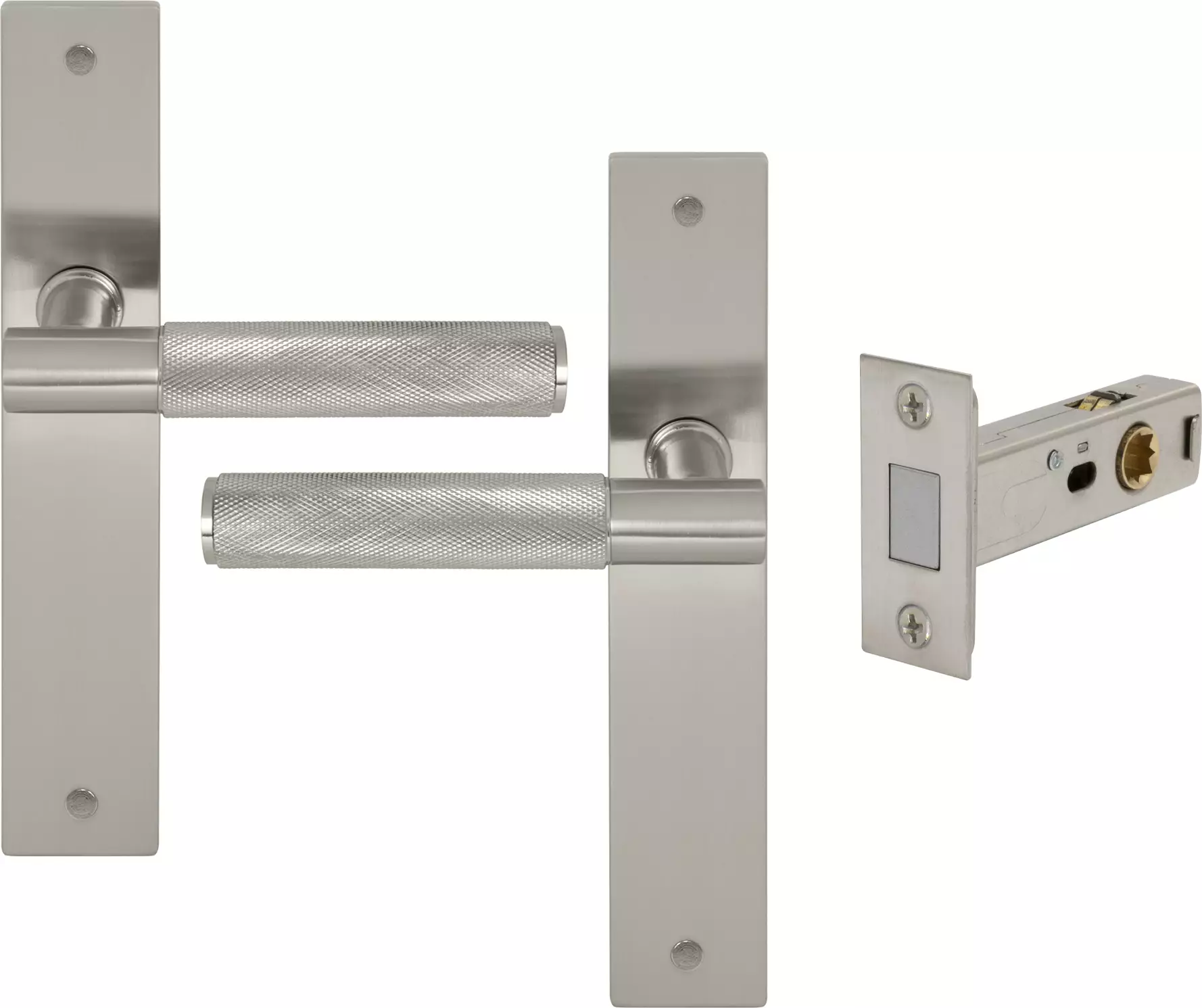 Verge Longplate Passage Set - Magn. Latch - Diamond Knurl - BN