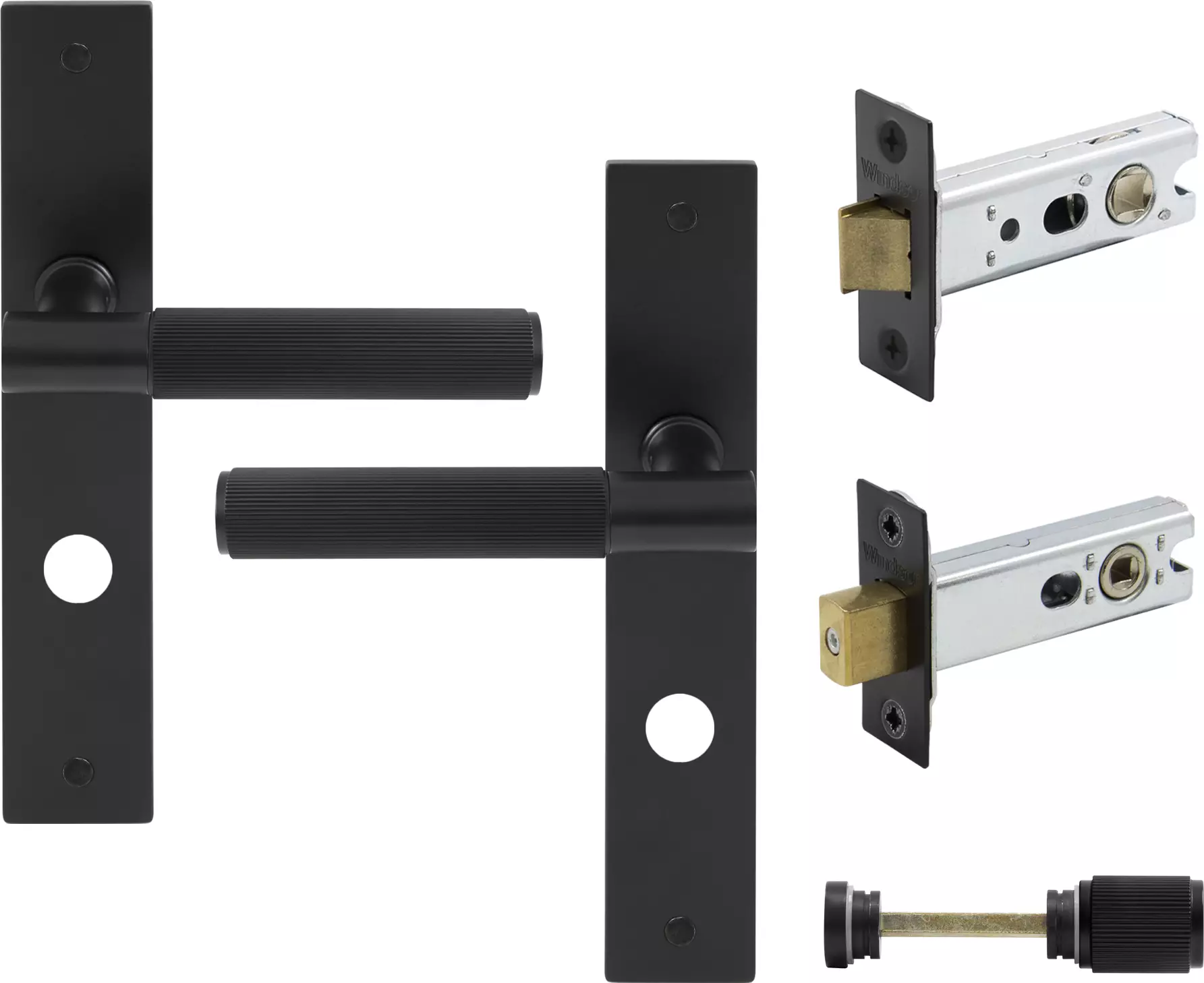 Verge Longplate Privacy Set - Linear Knurl - BLK