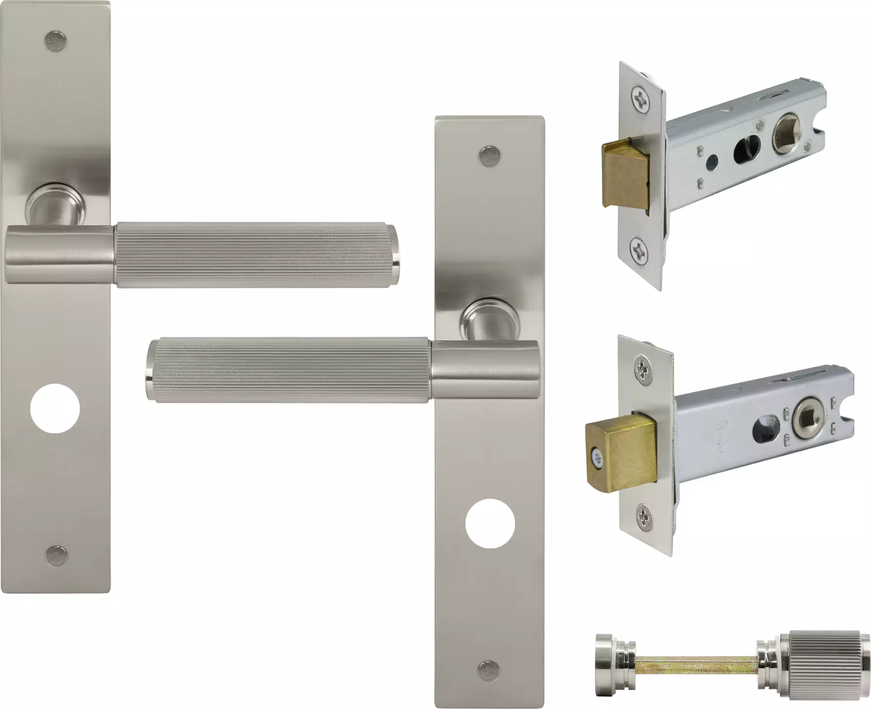 Verge Longplate Privacy Set - Linear Knurl - BN