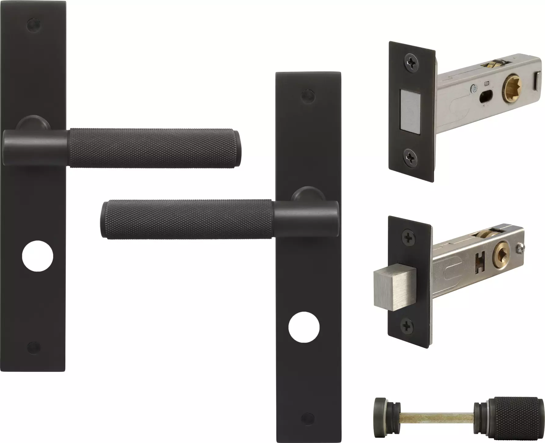 Verge Longplate Privacy Set - Magn. Latch - Diamond Knurl - DRB
