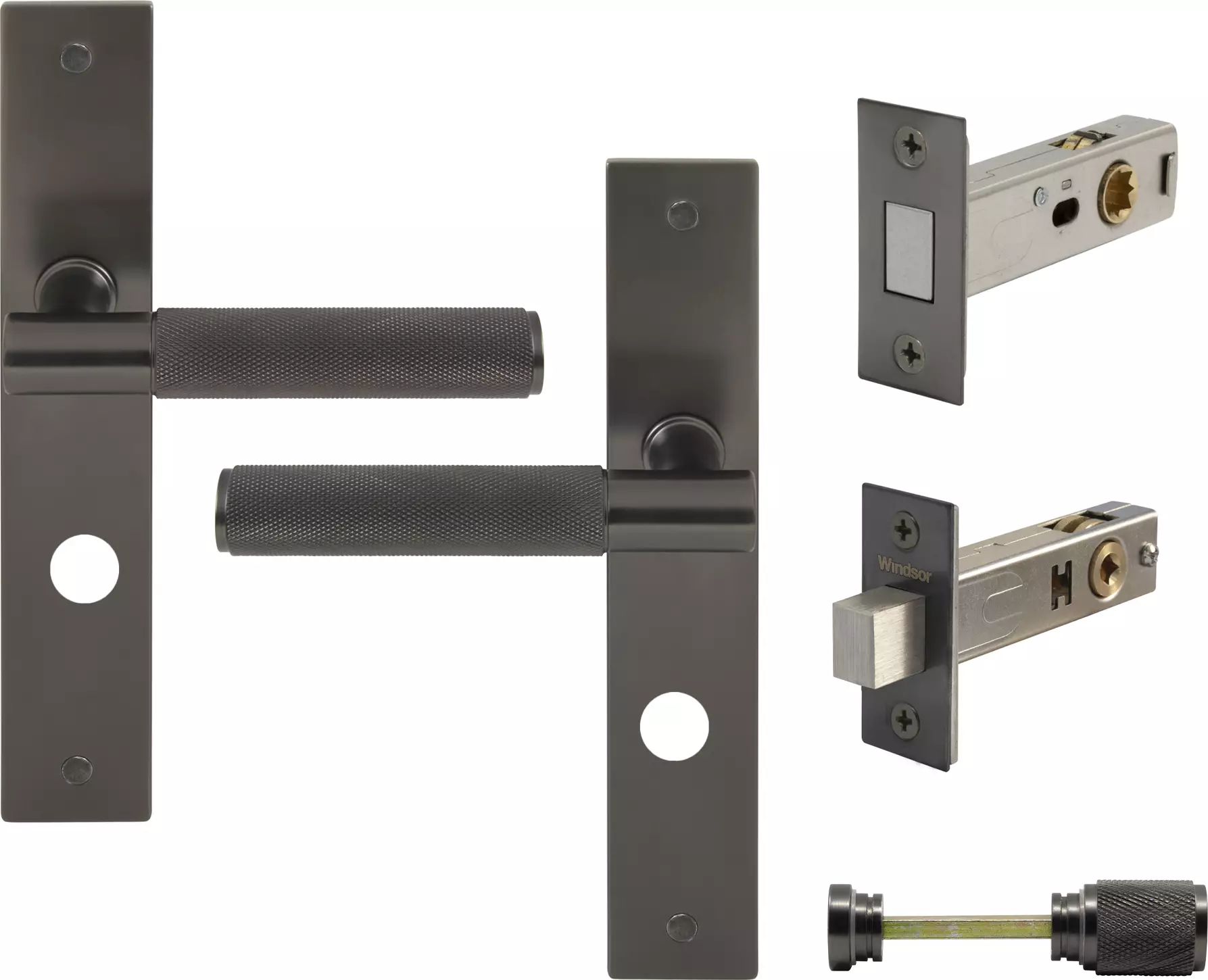 Verge Longplate Privacy Set - Magn. Latch - Diamond Knurl - GN
