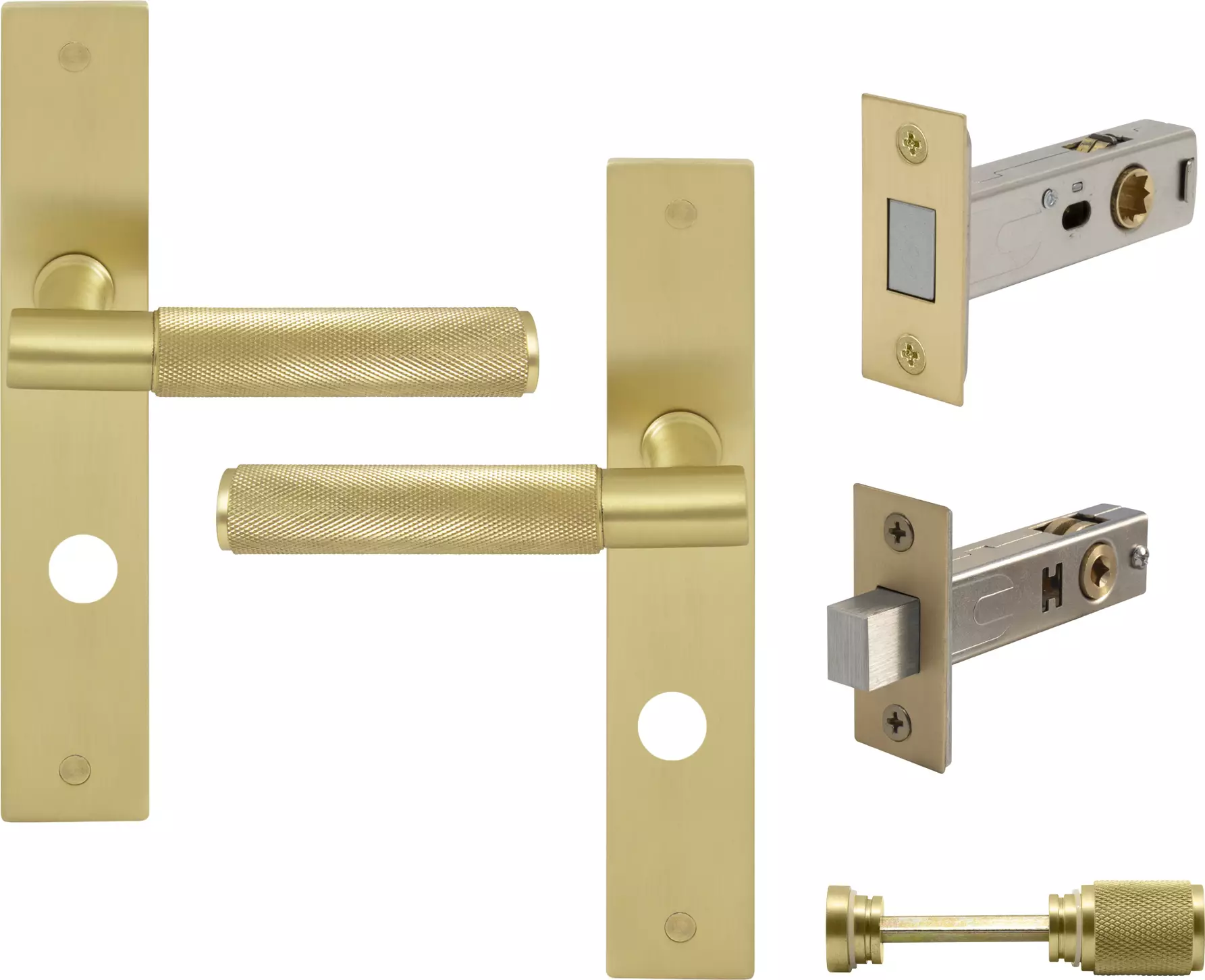 Verge Longplate Privacy Set - Magn. Latch - Diamond Knurl - MSB