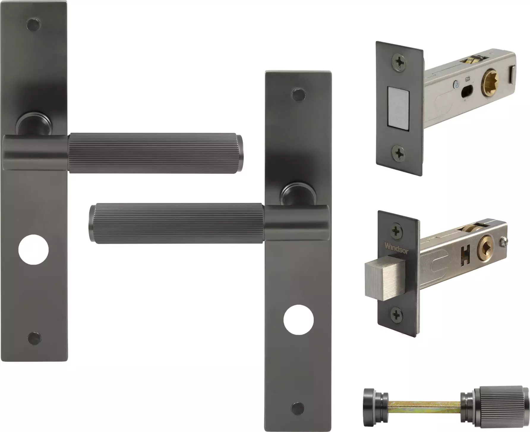 Verge Longplate Privacy Set - Magn. Latch - Linear Knurl - GN