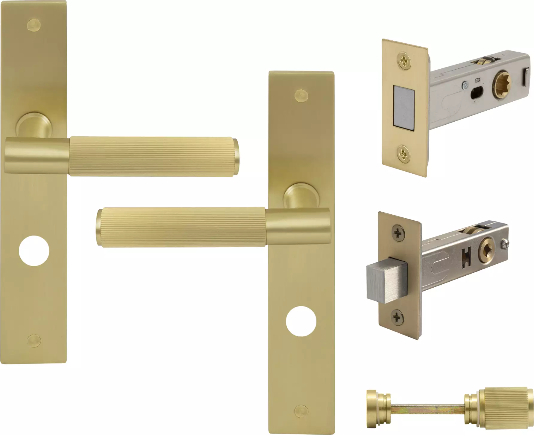 Verge Longplate Privacy Set - Magn. Latch - Linear Knurl - MSB