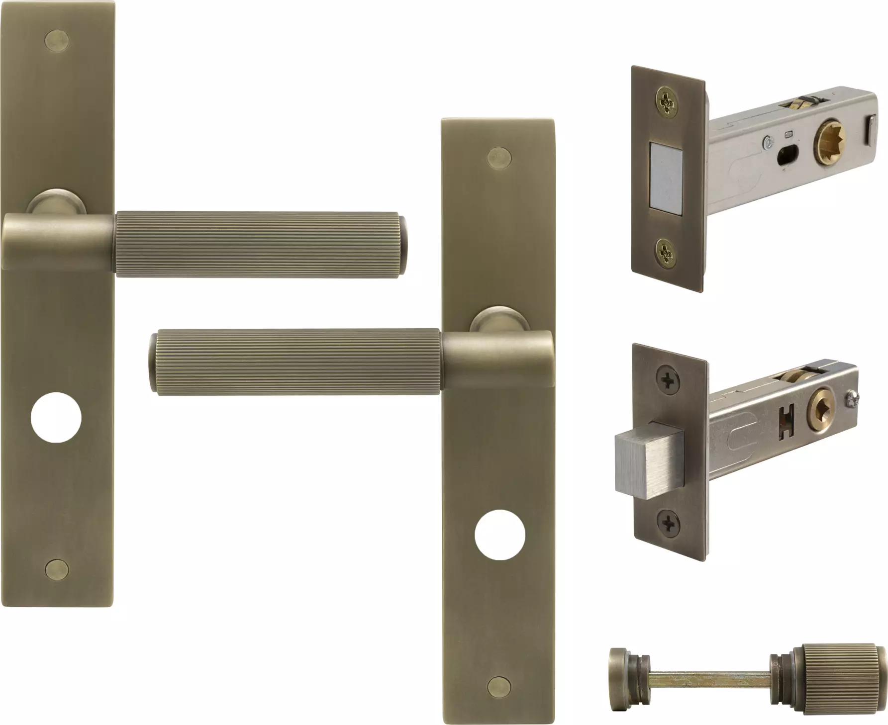 Verge Longplate Privacy Set - Magn. Latch - Linear Knurl - RB