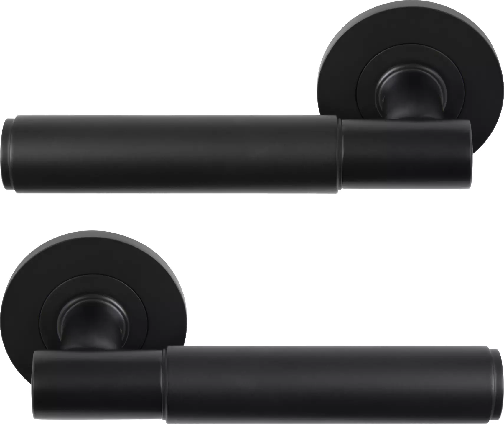 Verge Round Rose Lever Handles - Plain - BLK