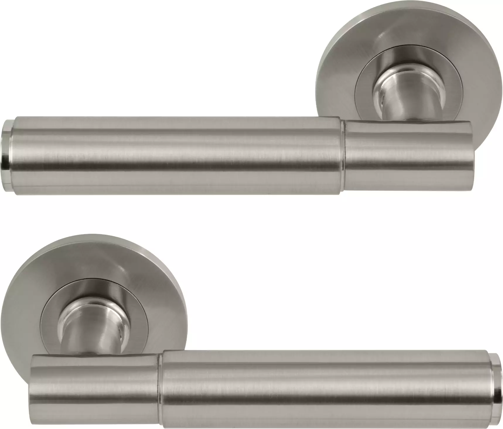 Verge Round Rose Lever Handles - Plain - BN