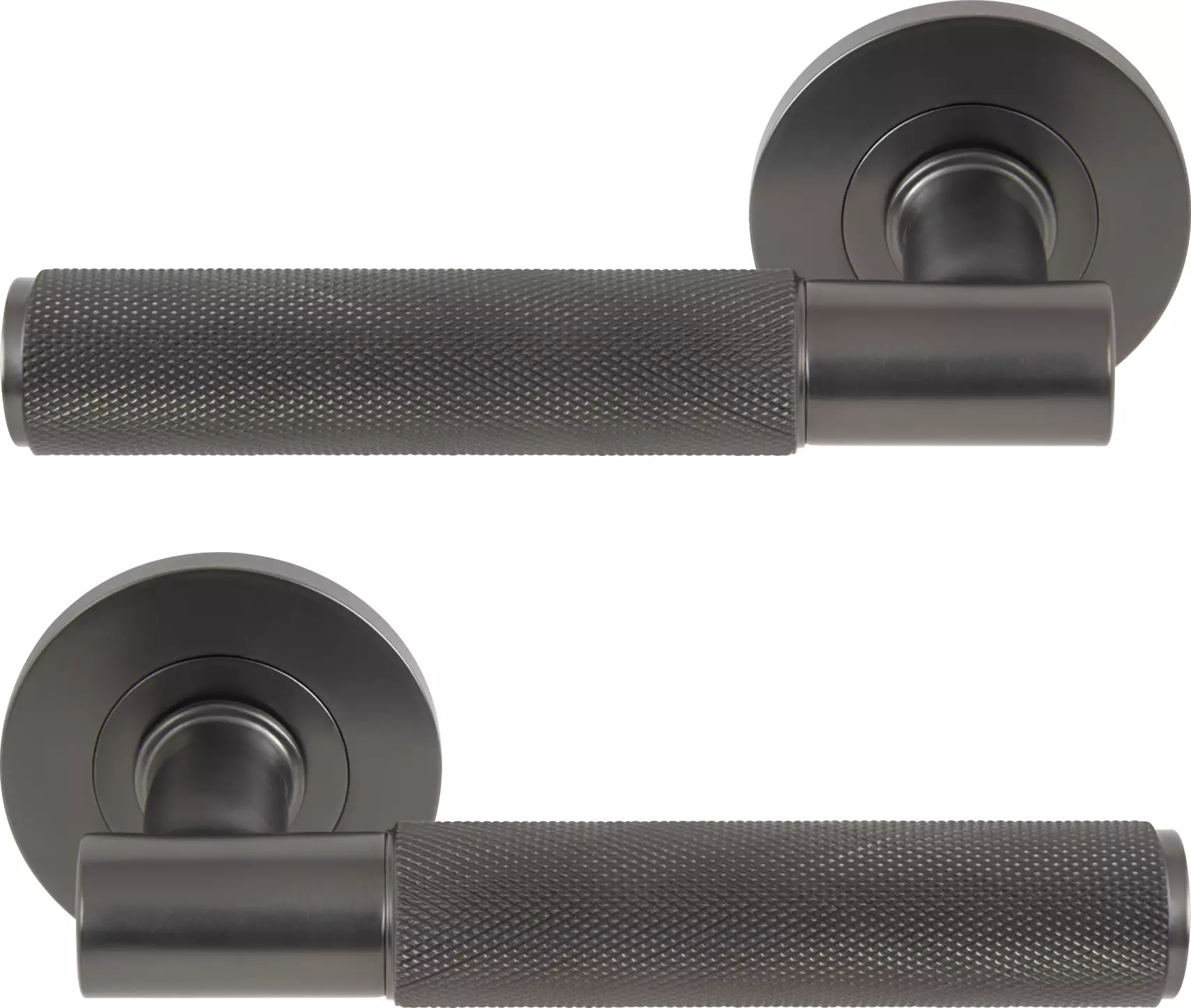 Verge Round Rose Lever Handles - Diamond Knurl - GN