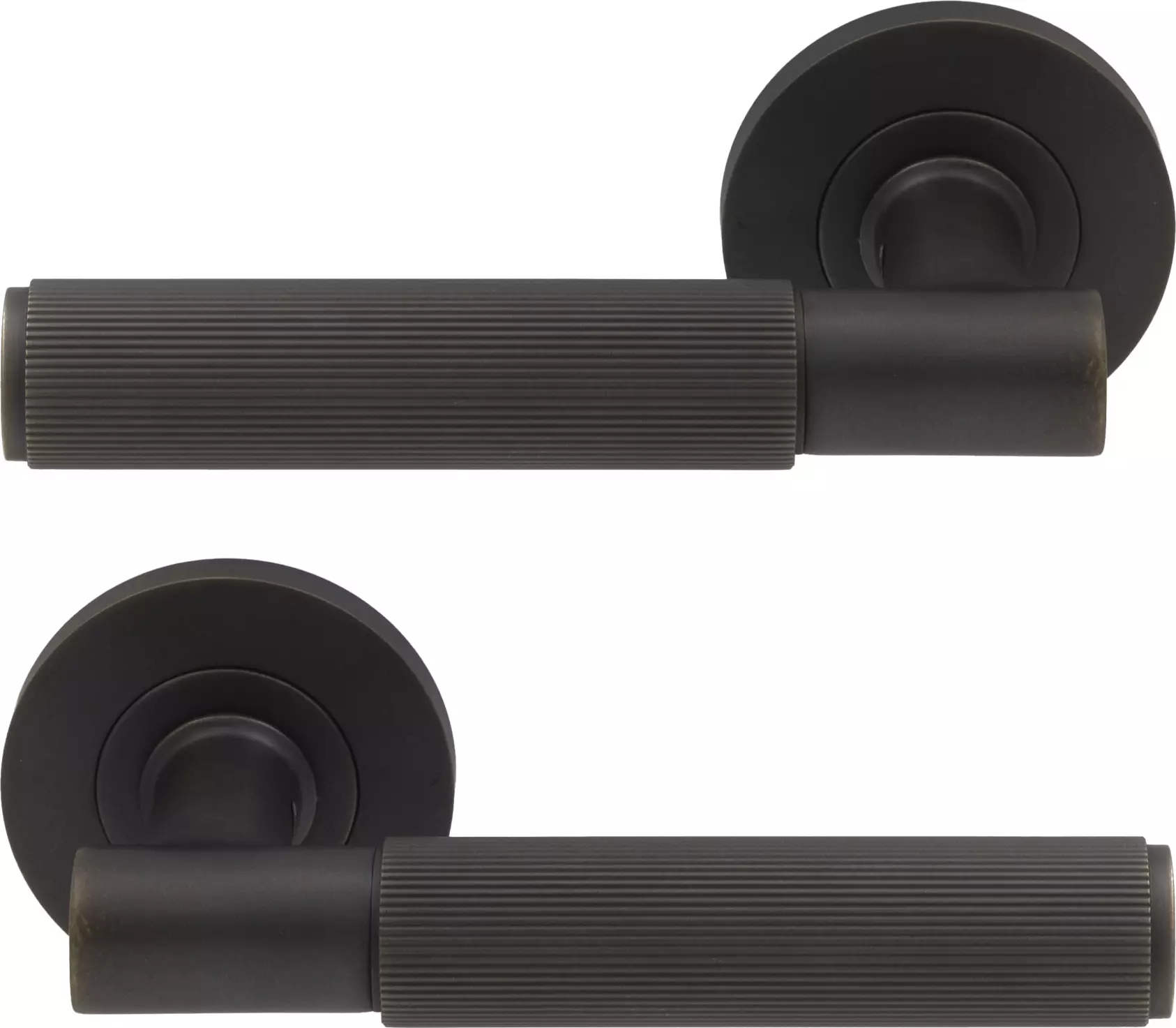 Verge Round Rose Lever Handles - Linear Knurl - DRB