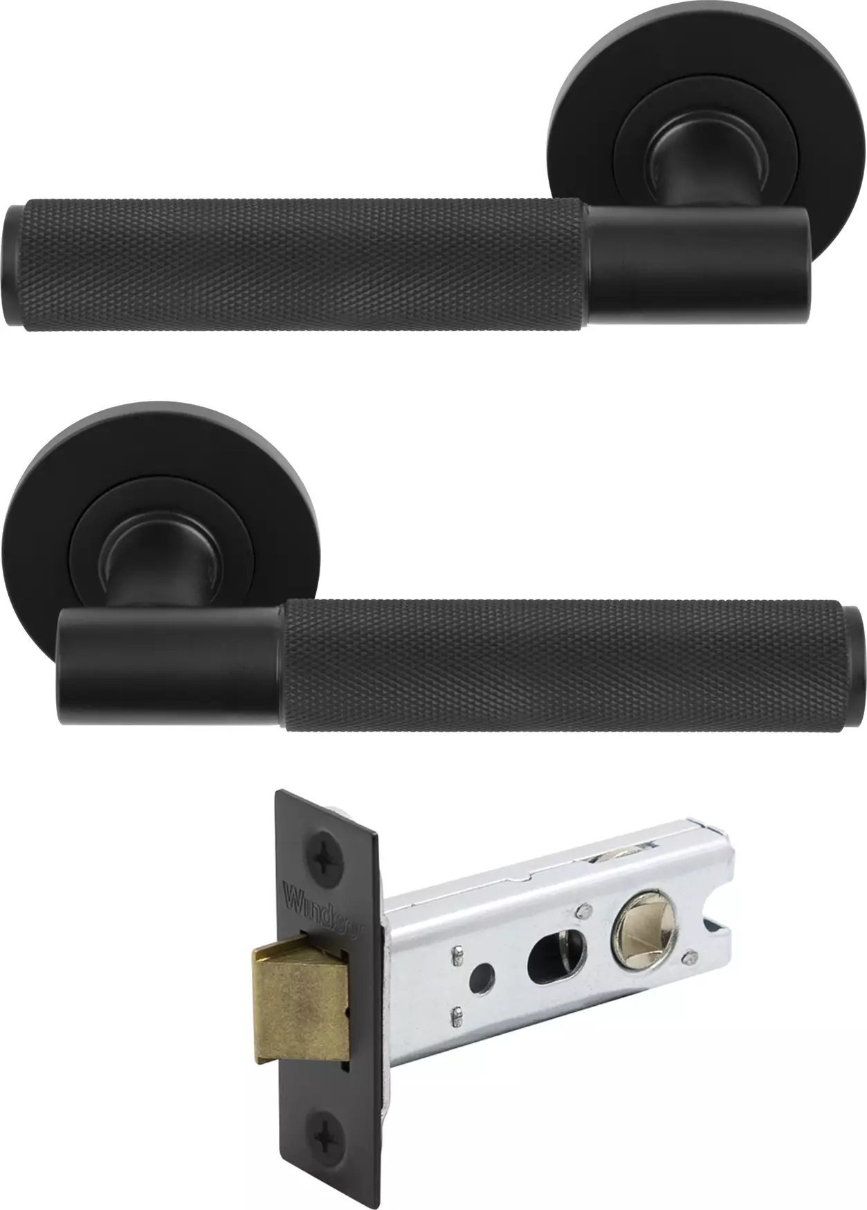 Verge Round Rose Passage Set - Diamond Knurl - BLK