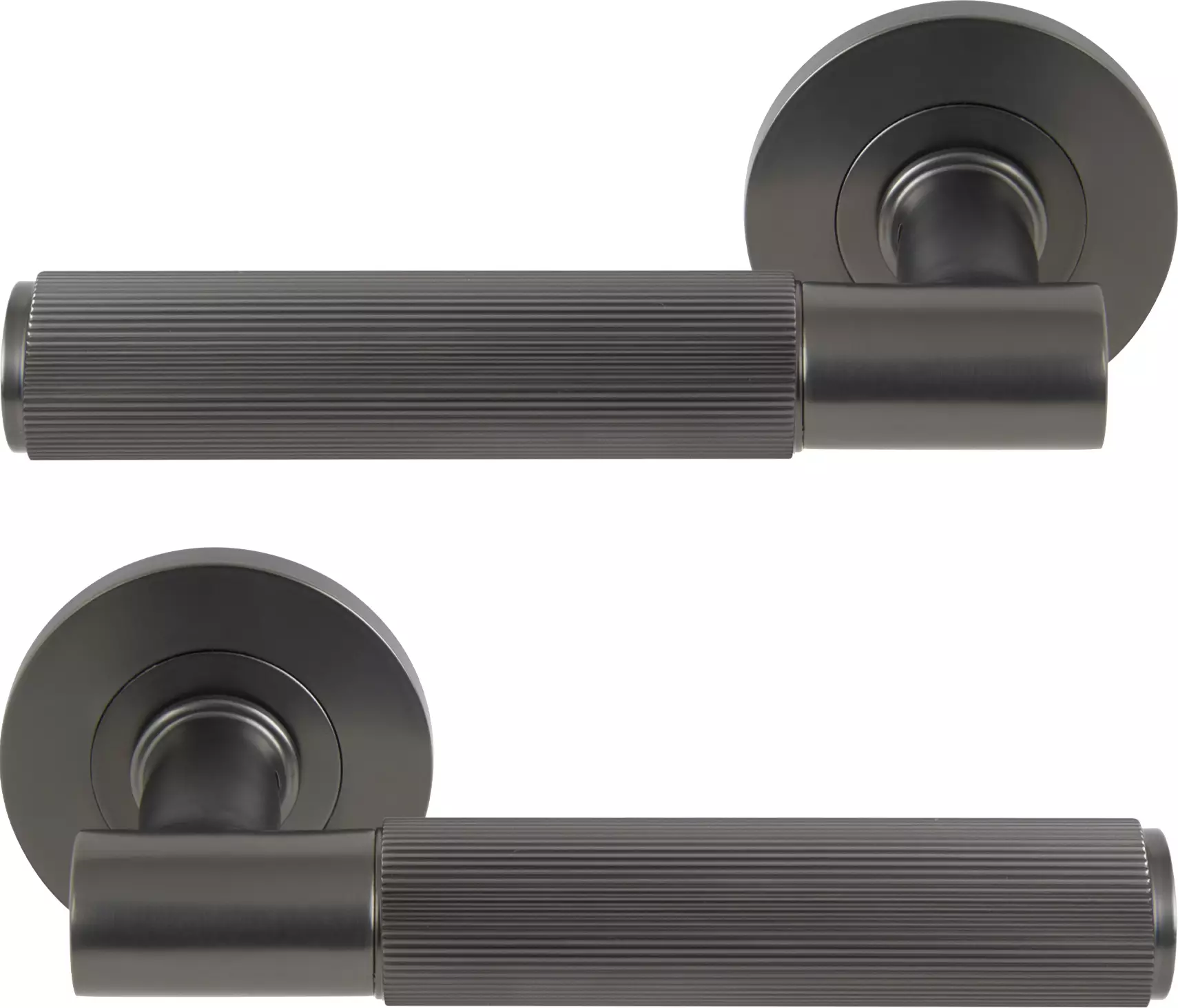 Verge Round Rose Lever Handles - Linear Knurl - GN