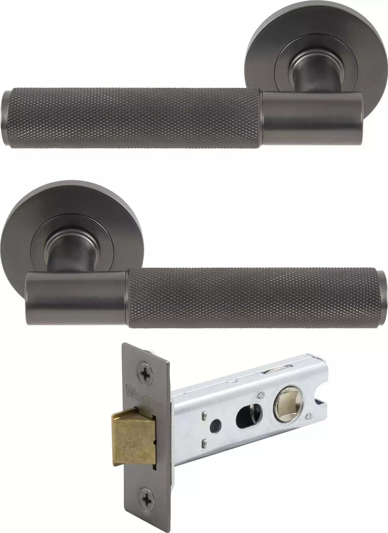 Verge Round Rose Passage Set - Diamond Knurl - GN