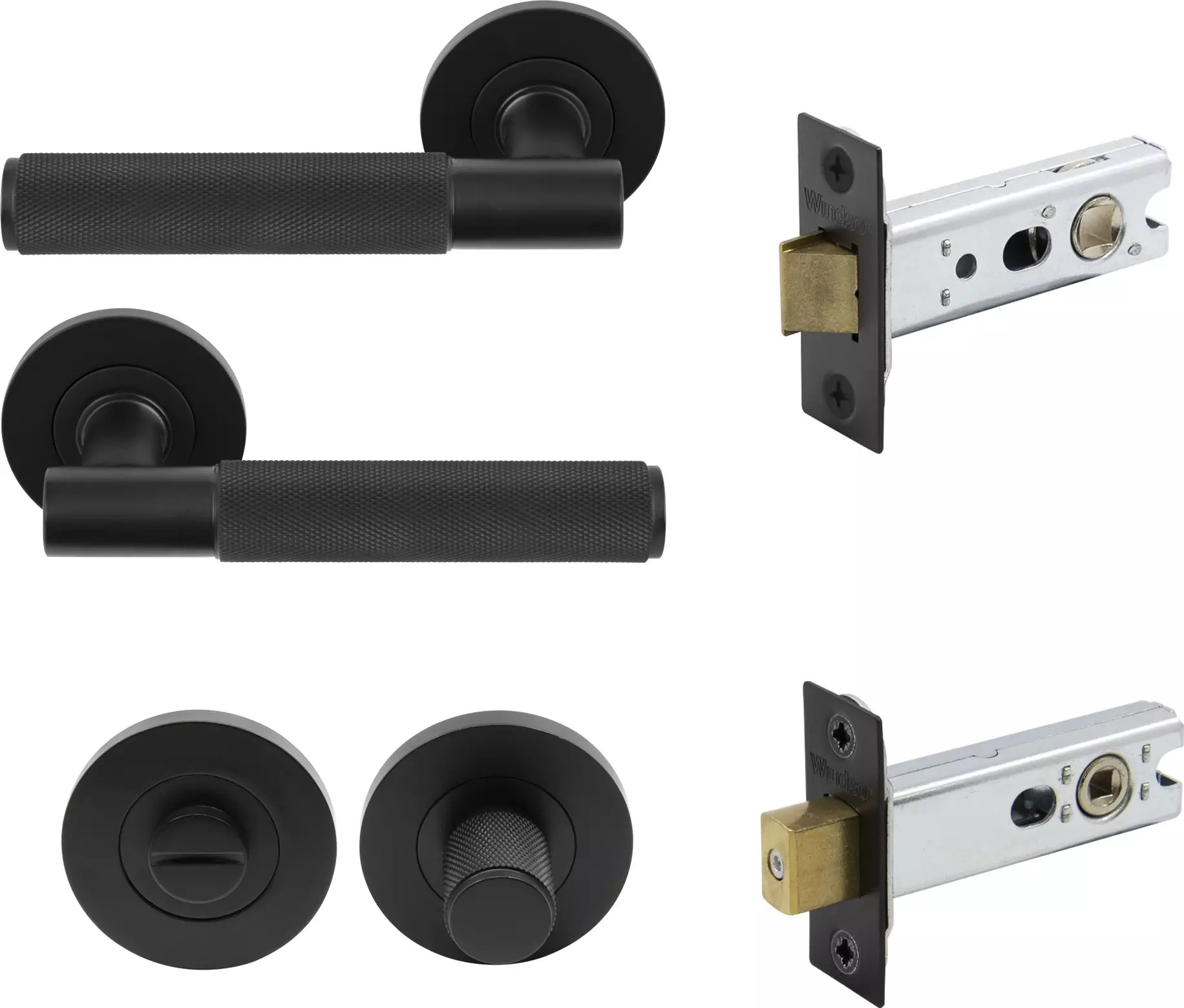 Verge Rnd Rose Privacy Set - Diamond Knurl   - BLK