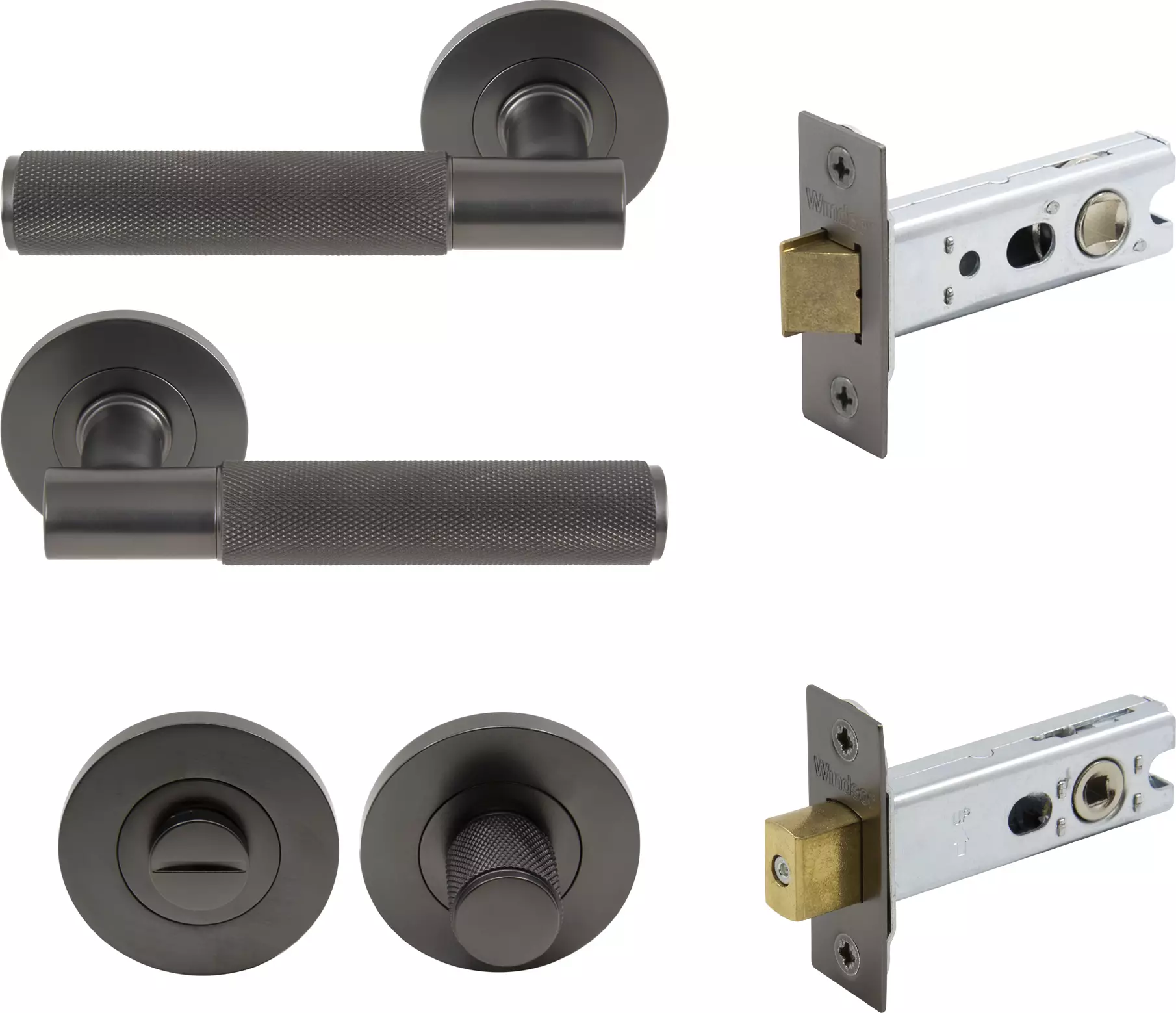 Verge Rnd Rose Privacy Set - Diamond Knurl   - GN