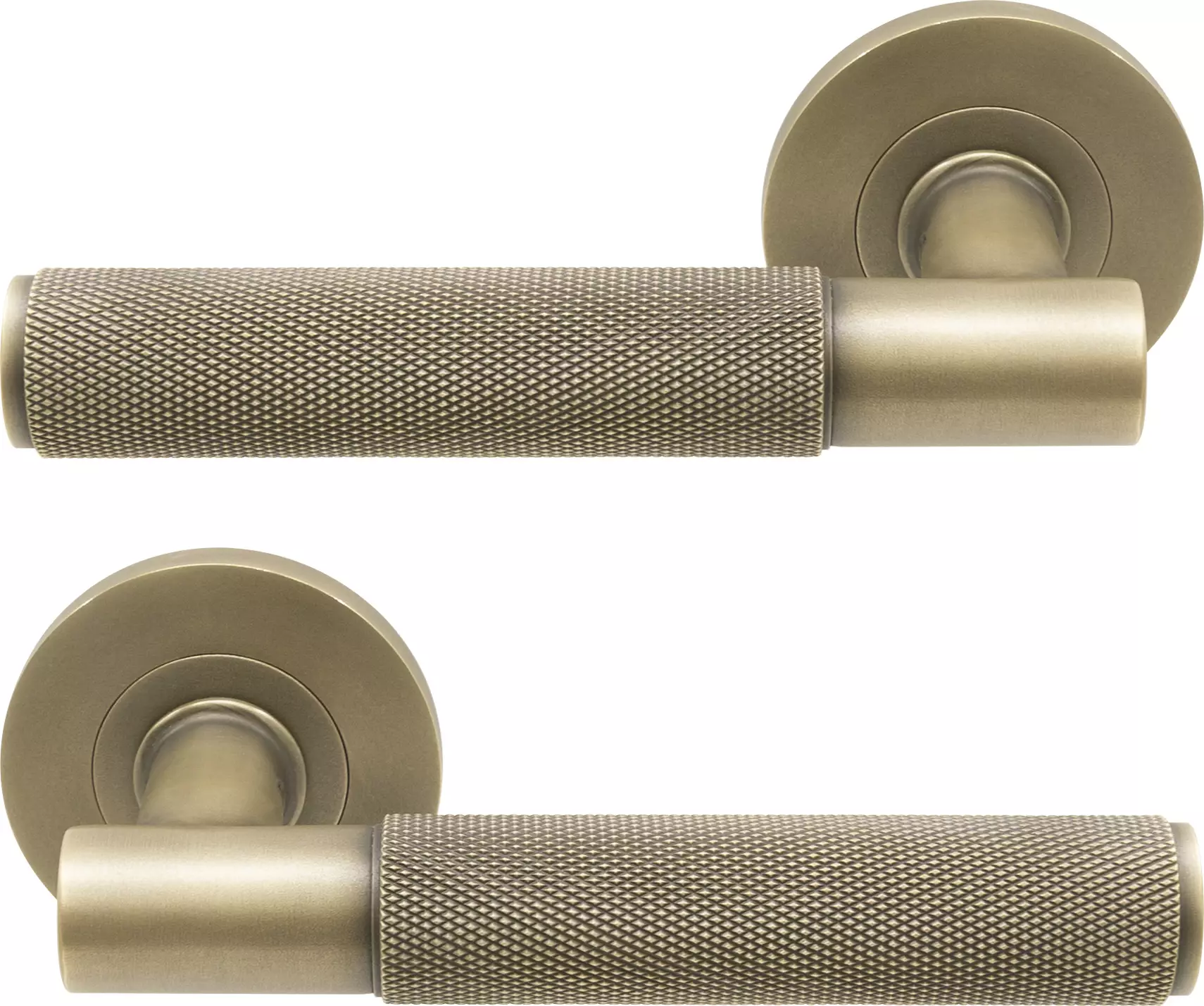 Verge Round Rose Lever Handles - Diamond Knurl - RB