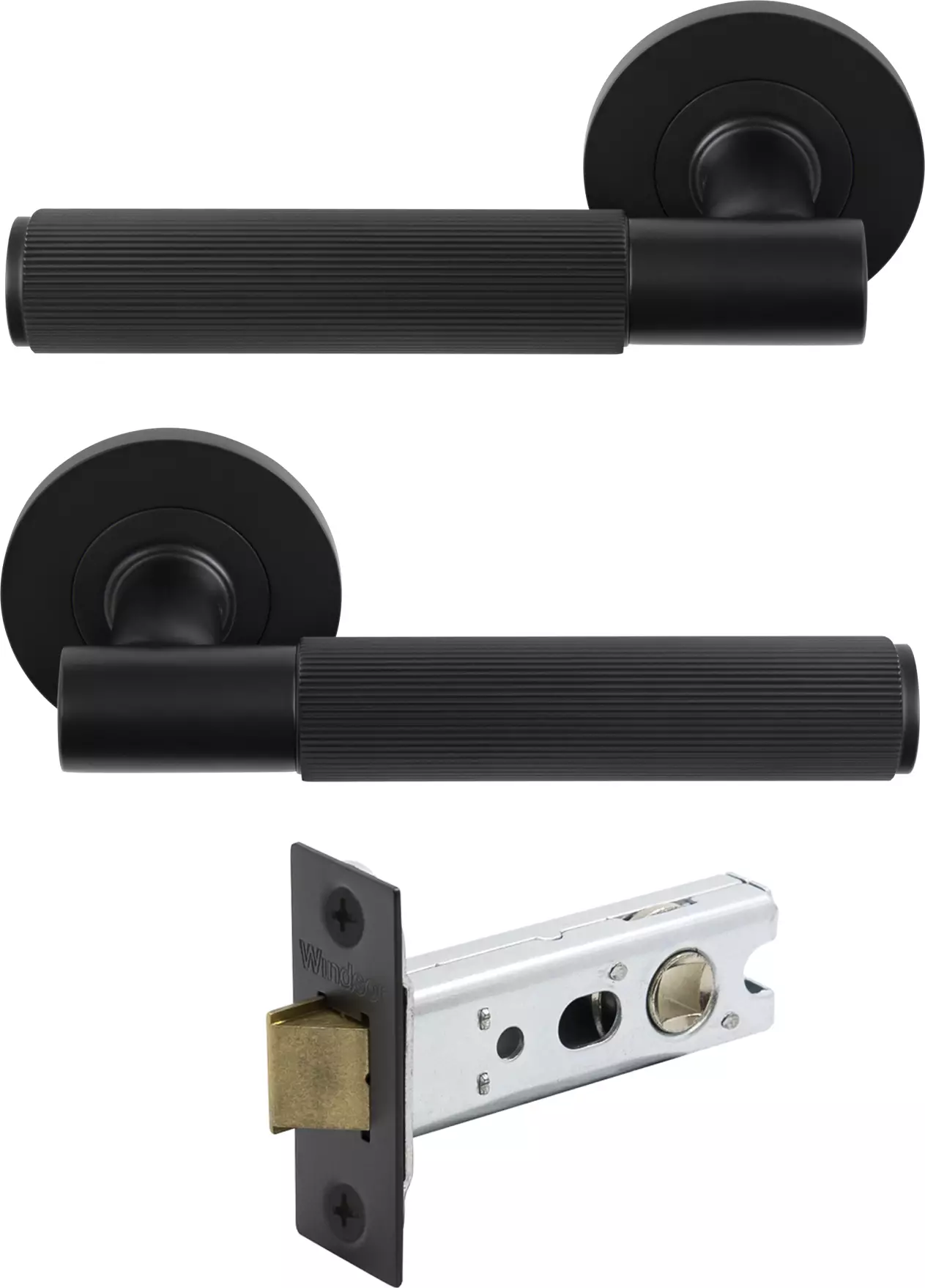 Verge Round Rose Passage Set - Linear Knurl - BLK