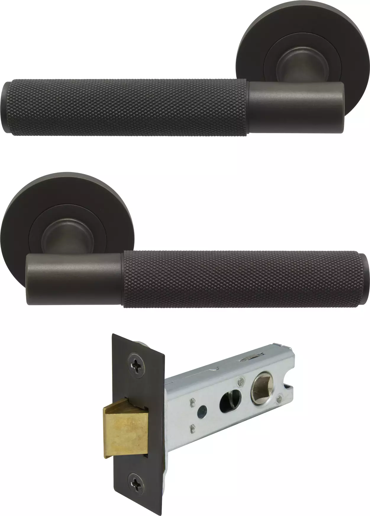 Verge Round Rose Passage Set - Diamond Knurl - DRB