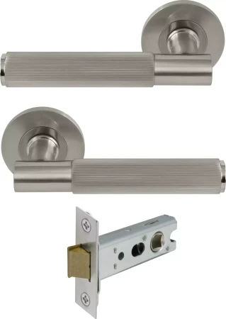 Verge Round Rose Passage Set - Linear Knurl - BN