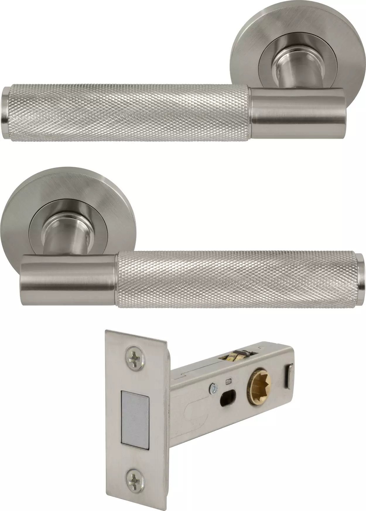 Verge Rose Passage Set - Magn. Latch - Diamond Knurl  - BN