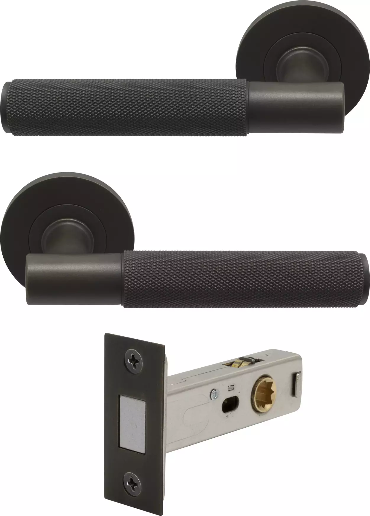 Verge Rose Passage Set - Magn. Latch - Diamond Knurl  - DRB