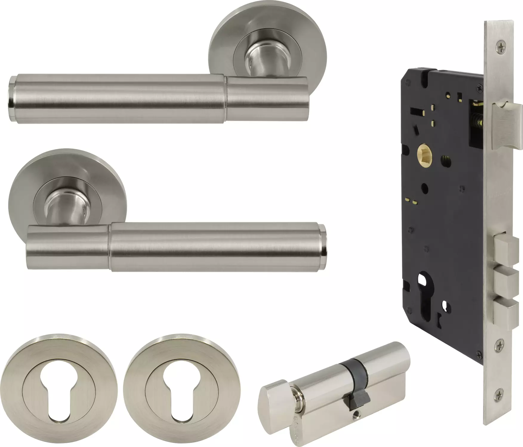 Verge Round Rose Entrance Set - K/T - Plain - BN