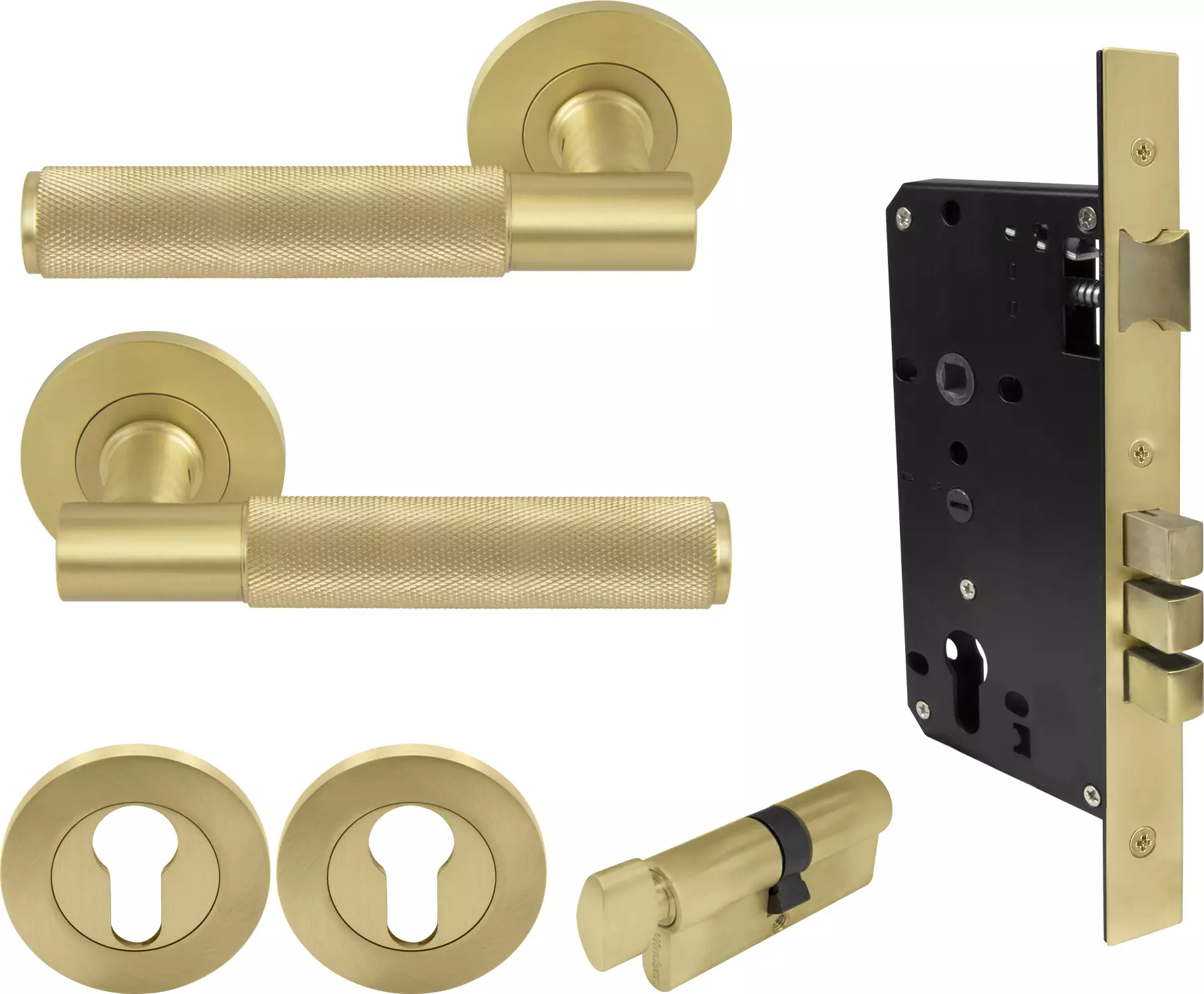 Verge Round Rose Entrance Set - K/T - Diamond Knurl - MSB