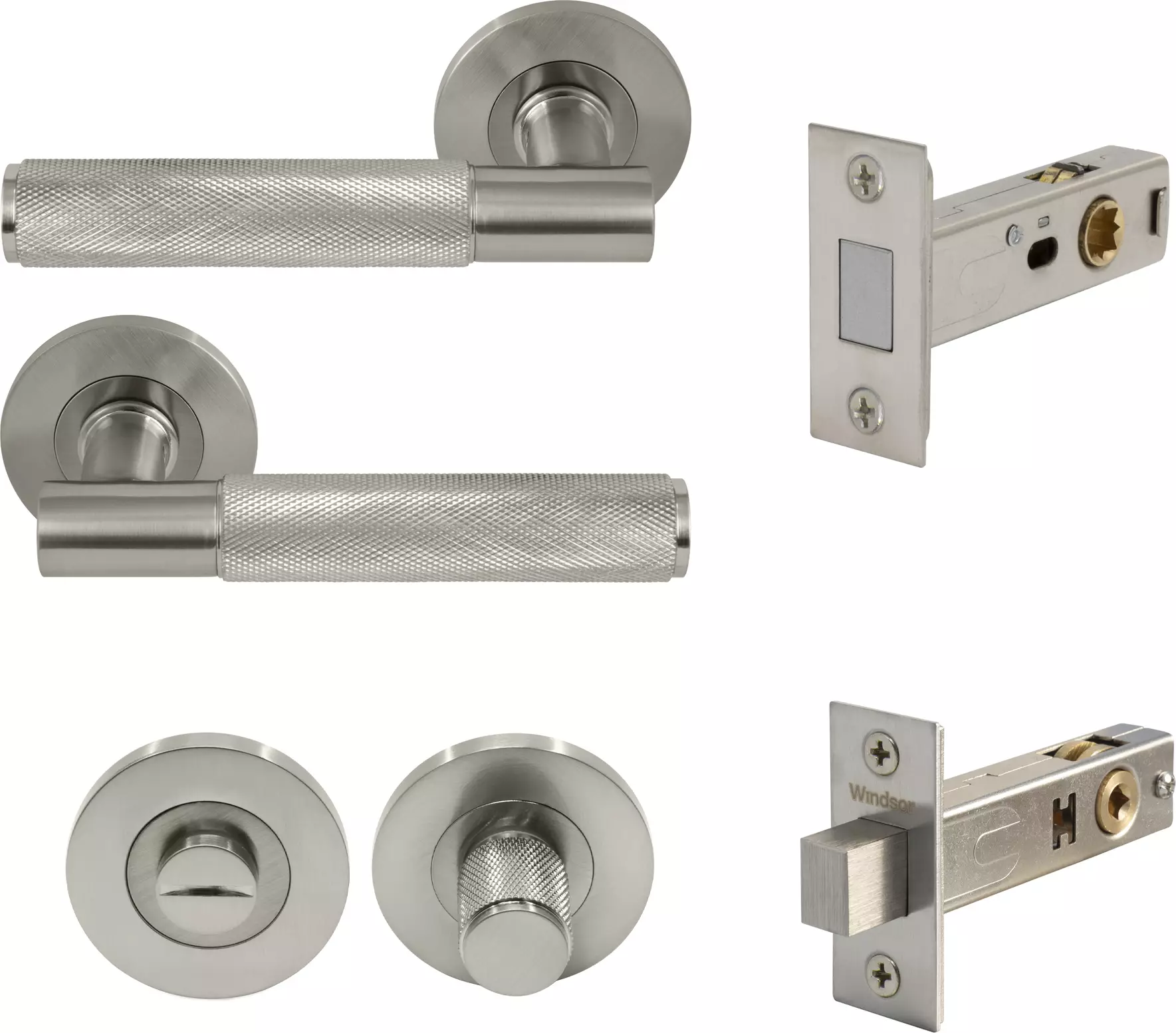 Verge Rose Privacy Set - Magn. Latch - Diamond Knurl   - BN