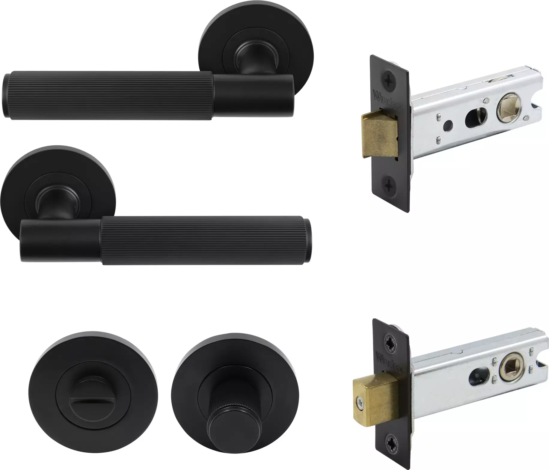 Verge Rnd Rose Privacy Set - Linear Knurl - BLK