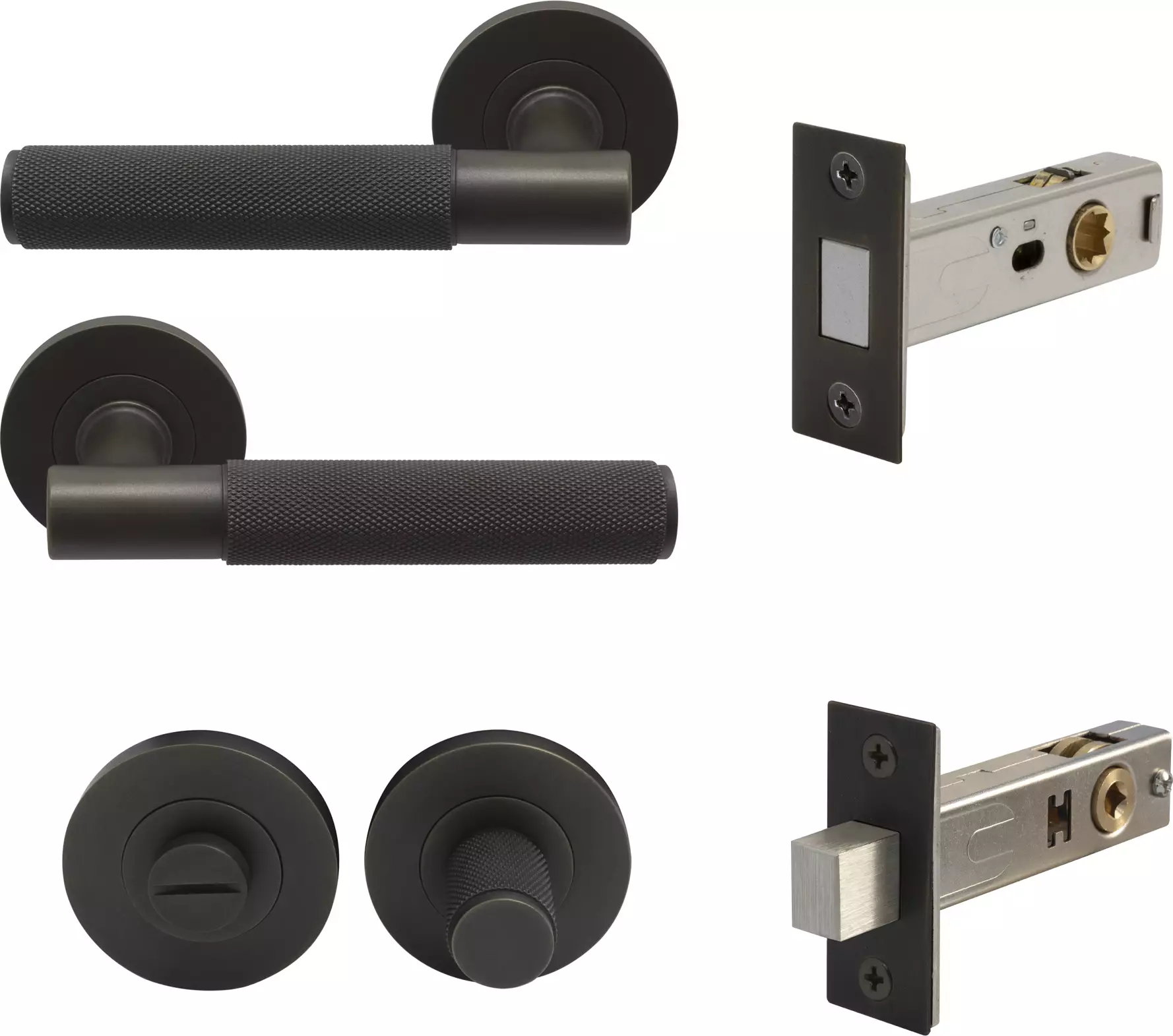 Verge Rose Privacy Set - Magn. Latch - Diamond Knurl   - DRB