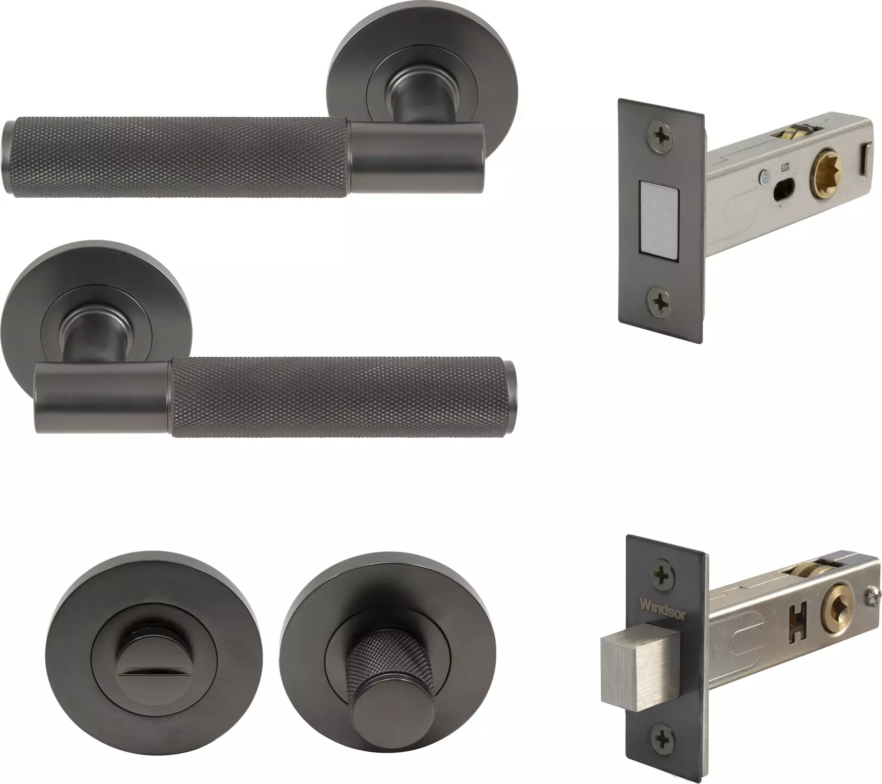 Verge Rose Privacy Set - Magn. Latch - Diamond Knurl   - GN