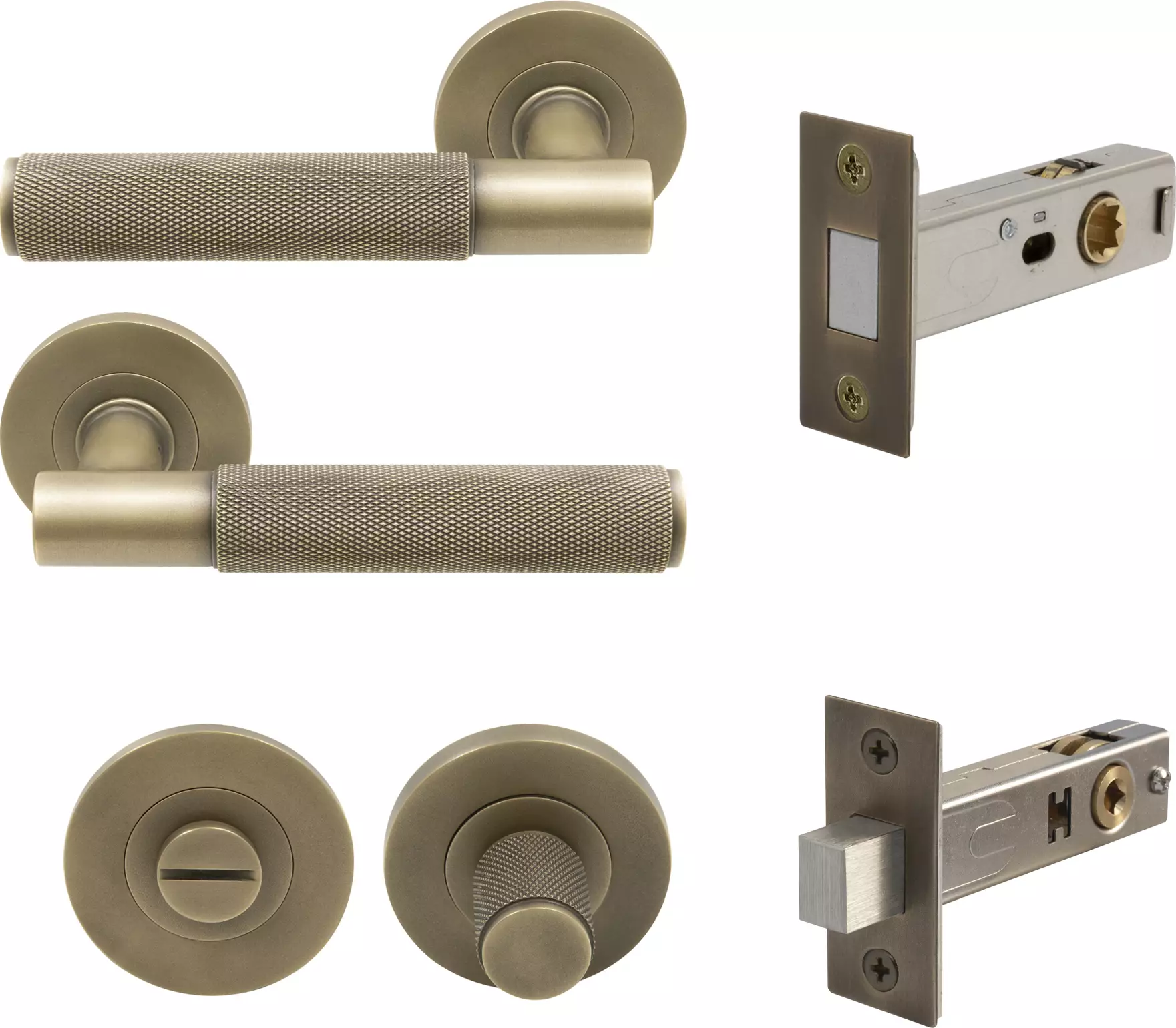 Verge Rose Privacy Set - Magn. Latch - Diamond Knurl   - RB