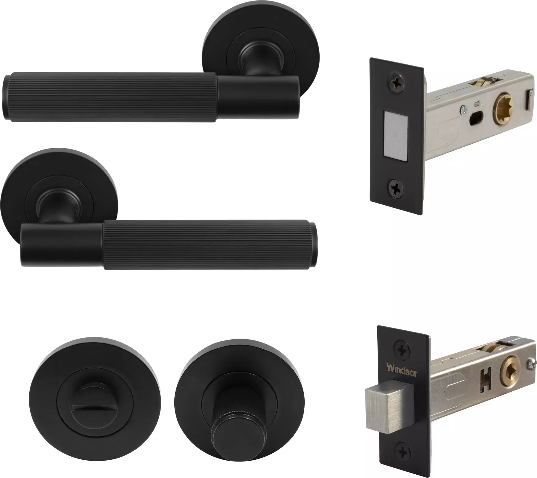 Verge Rose Privacy Set - Magn. Latch - Linear Knurl - BLK