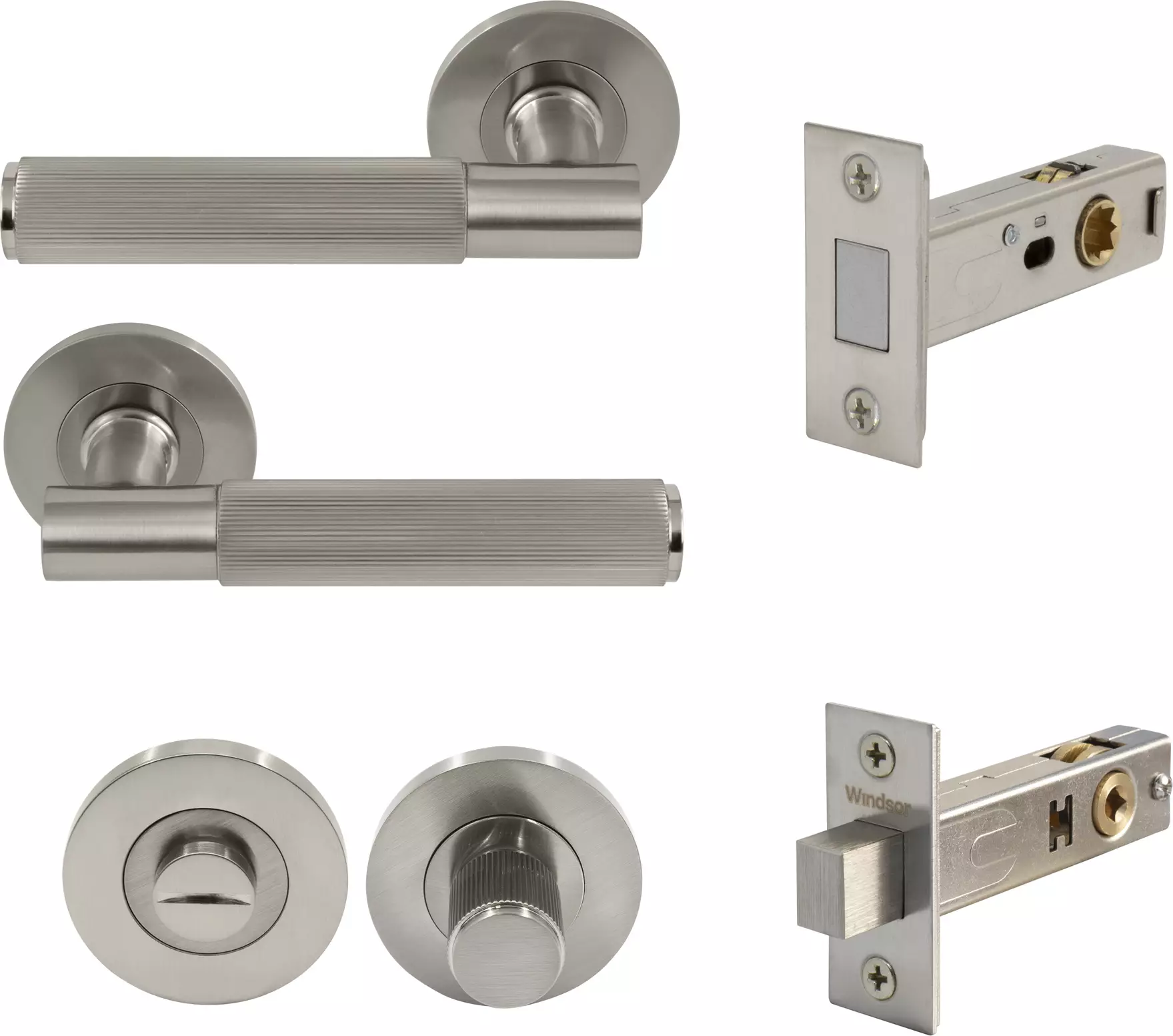 Verge Rose Privacy Set - Magn. Latch - Linear Knurl - BN