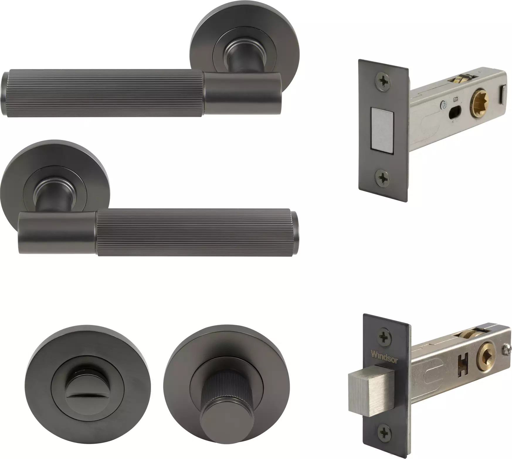 Verge Rose Privacy Set - Magn. Latch - Linear Knurl - GN
