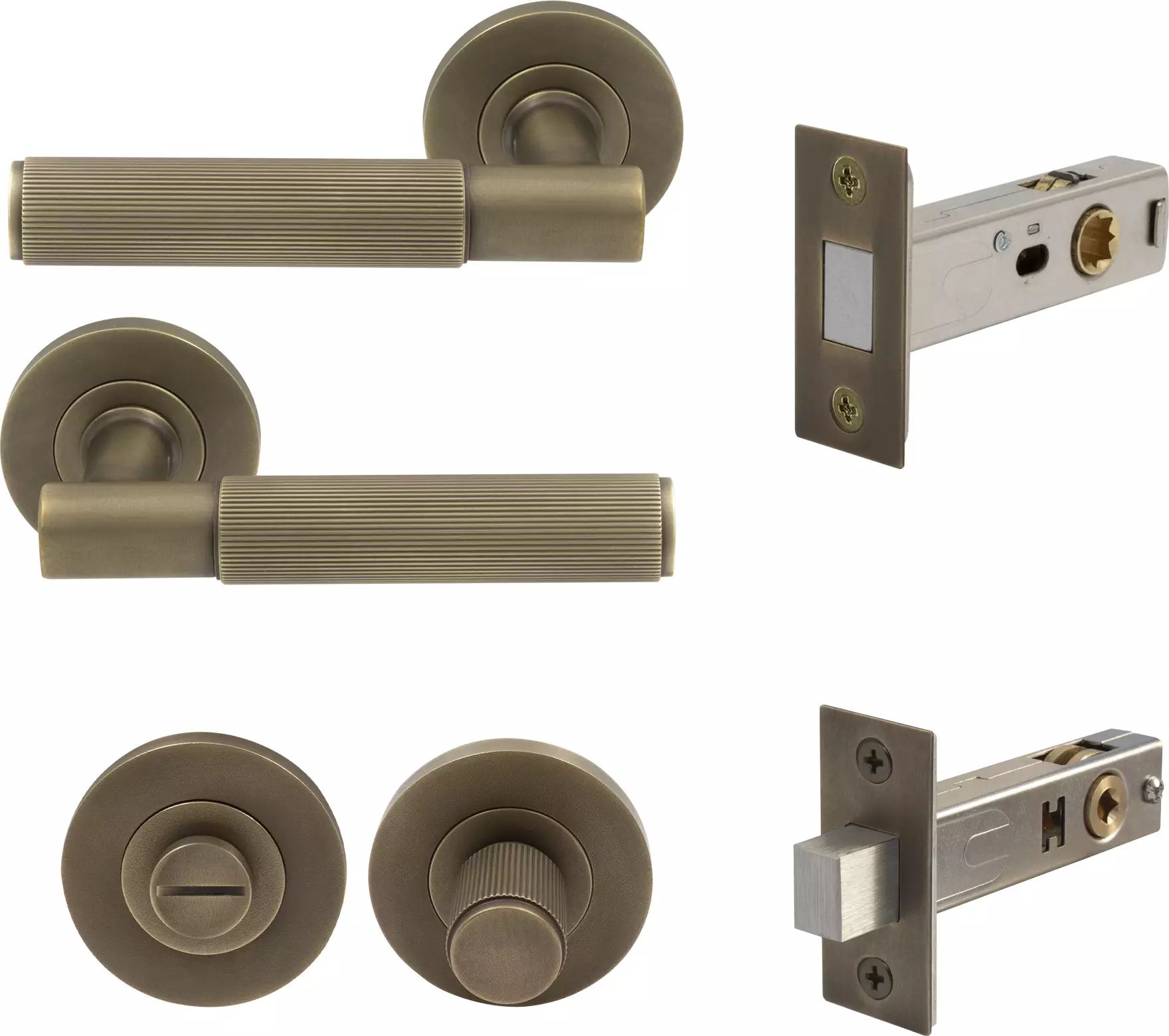 Verge Rose Privacy Set - Magn. Latch - Linear Knurl - RB