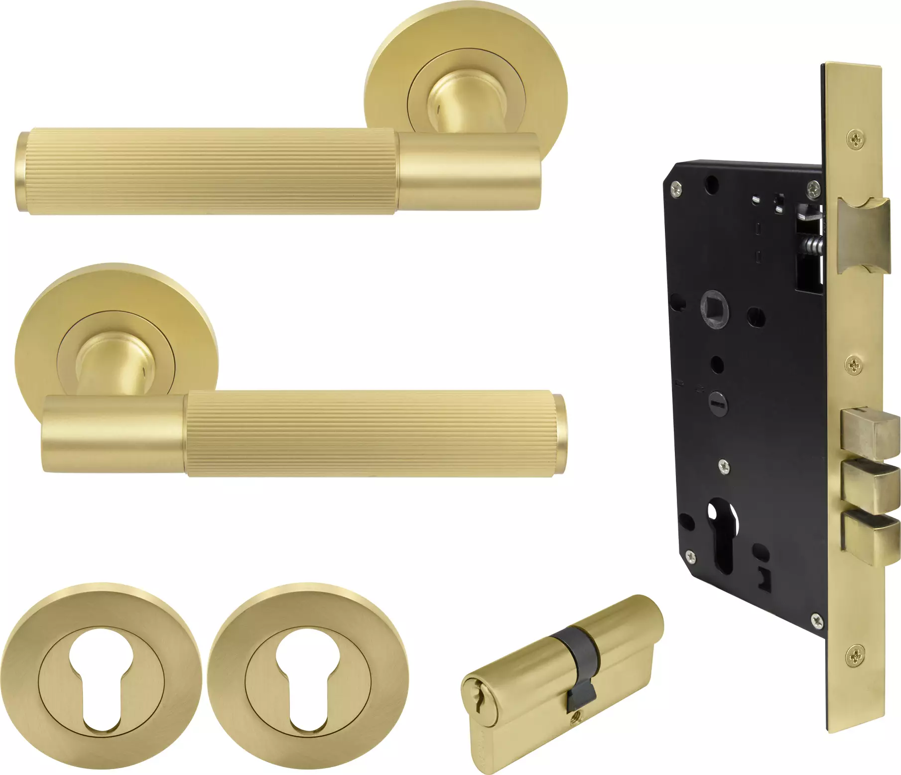 Verge Round Rose Entrance Set - K/K - Linear Knurl  - MSB