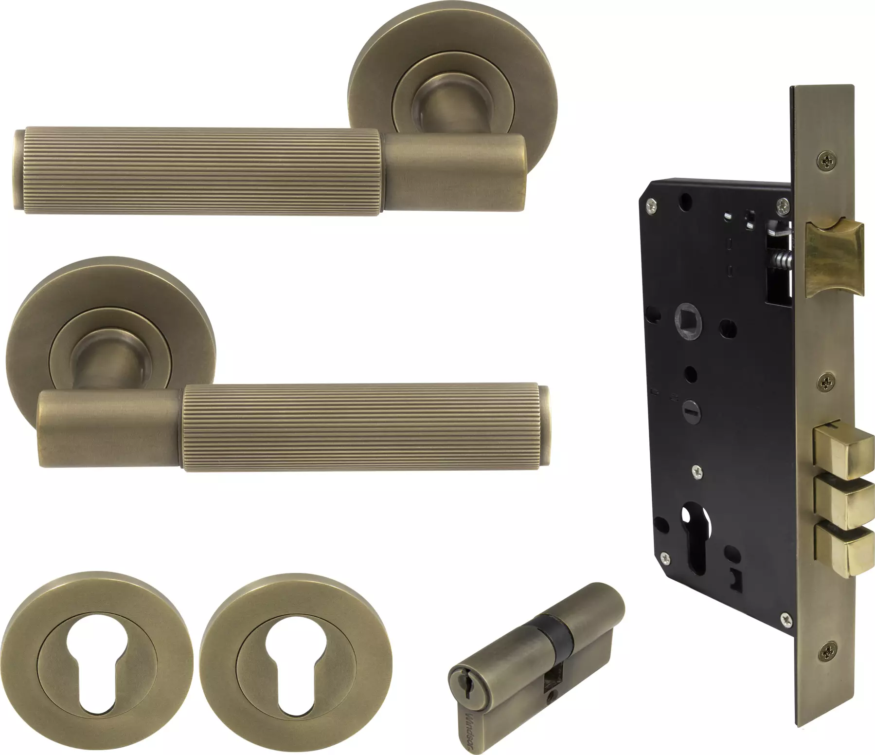 Verge Round Rose Entrance Set - K/K - Linear Knurl  - RB