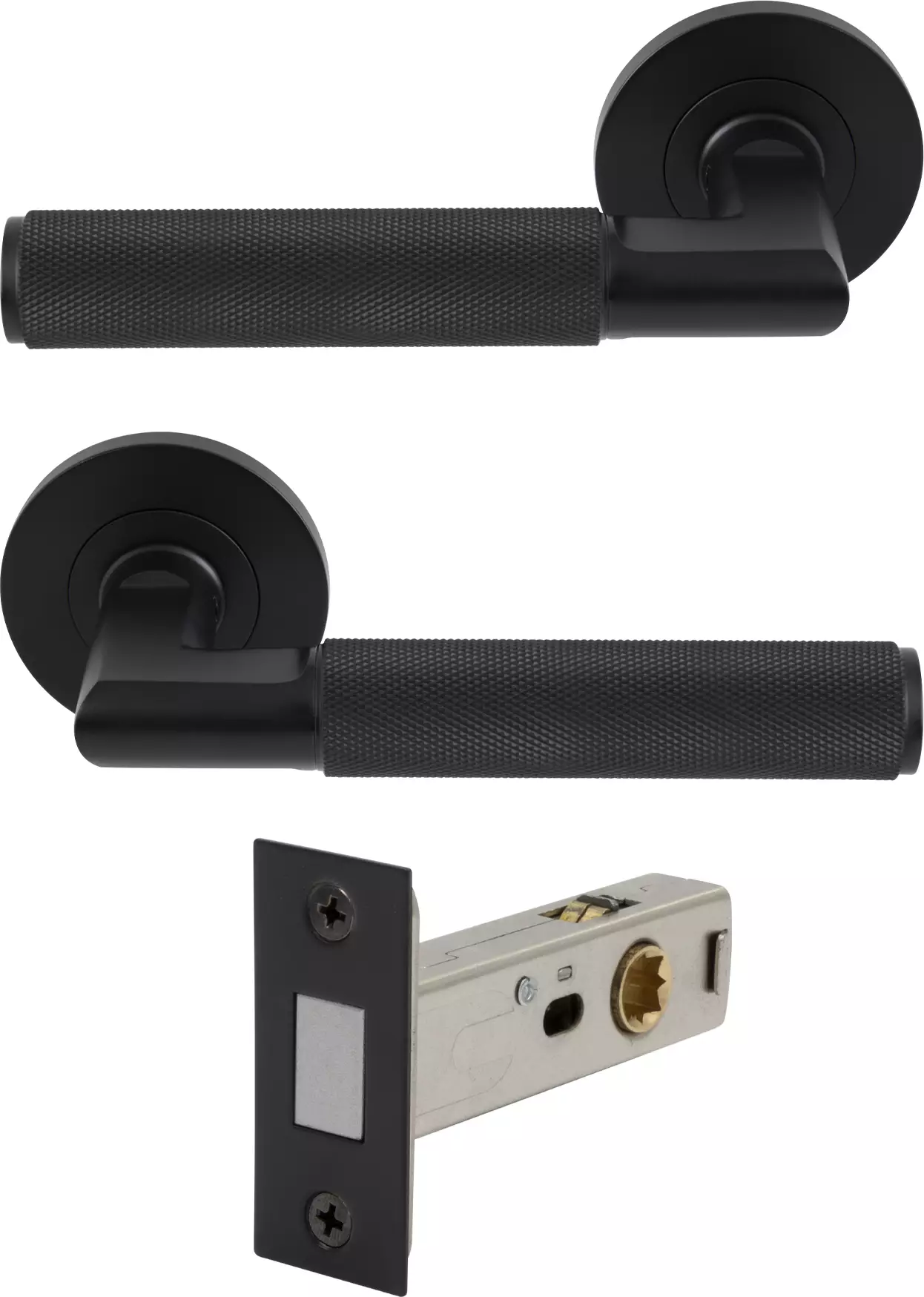 Lumina Rose Passage Set - Magn. Latch - Diamond Knurl - BLK