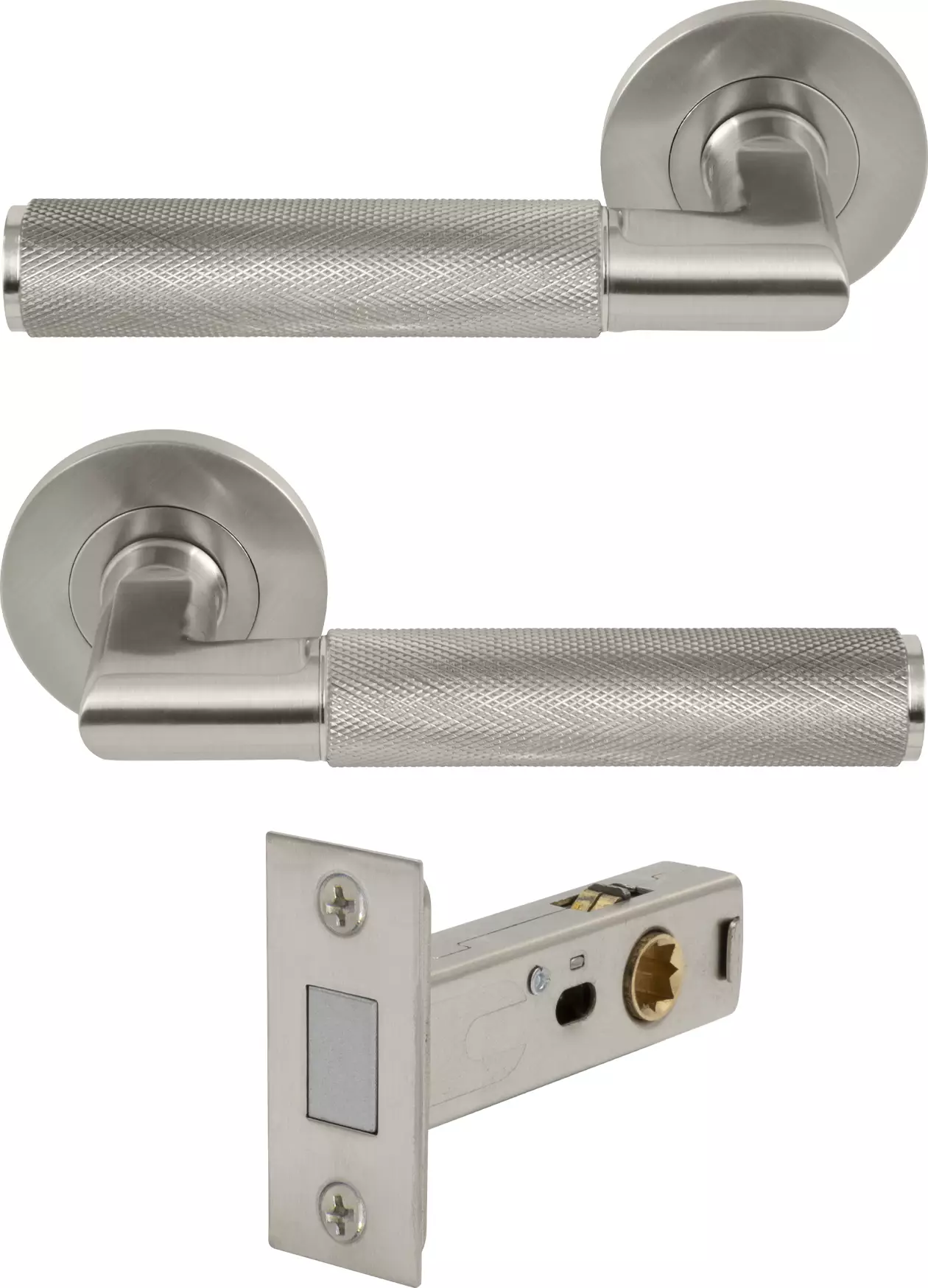 Lumina Rose Passage Set - Magn. Latch - Diamond Knurl - BN