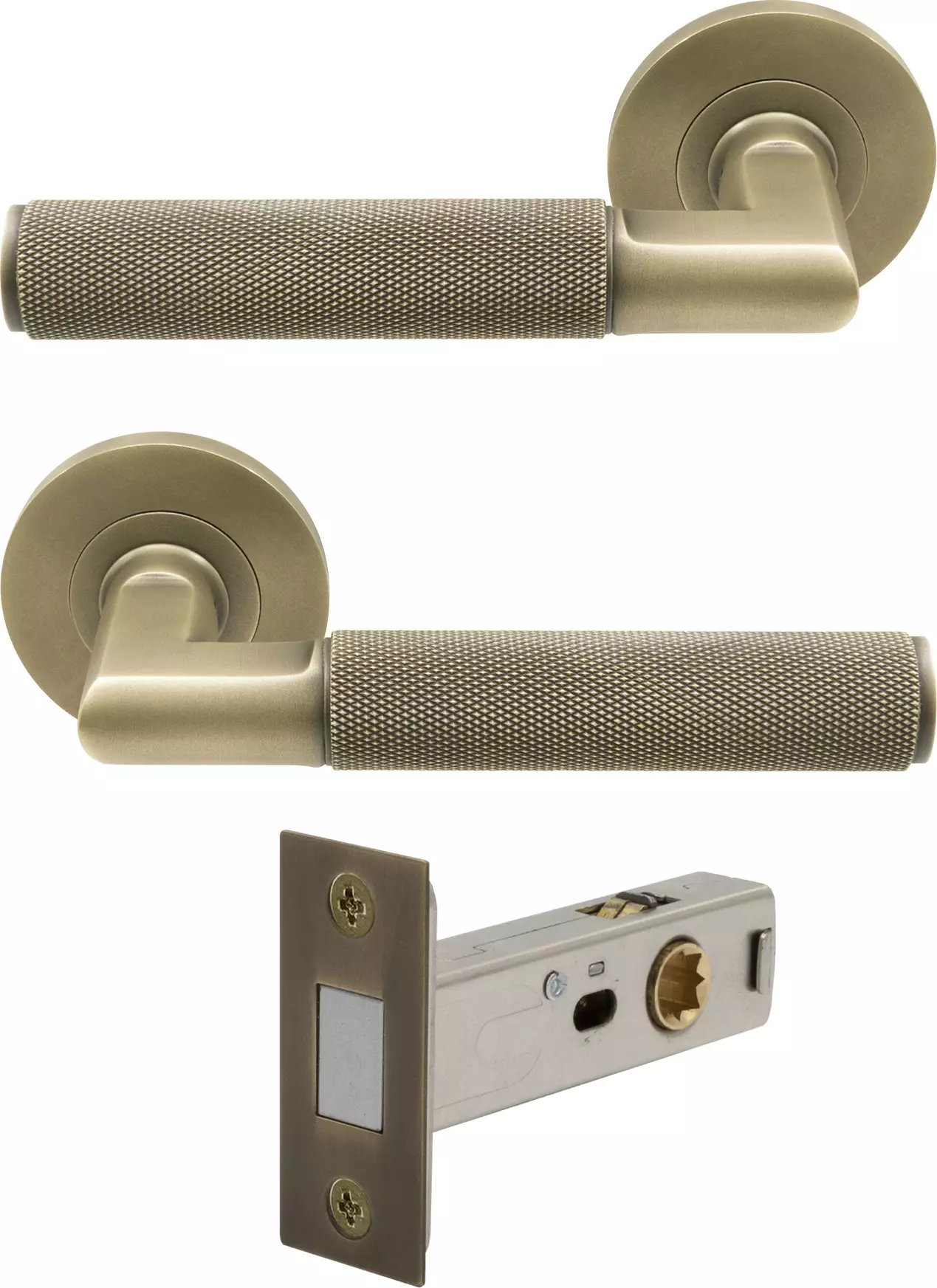Lumina Rose Passage Set - Magn. Latch - Diamond Knurl - RB