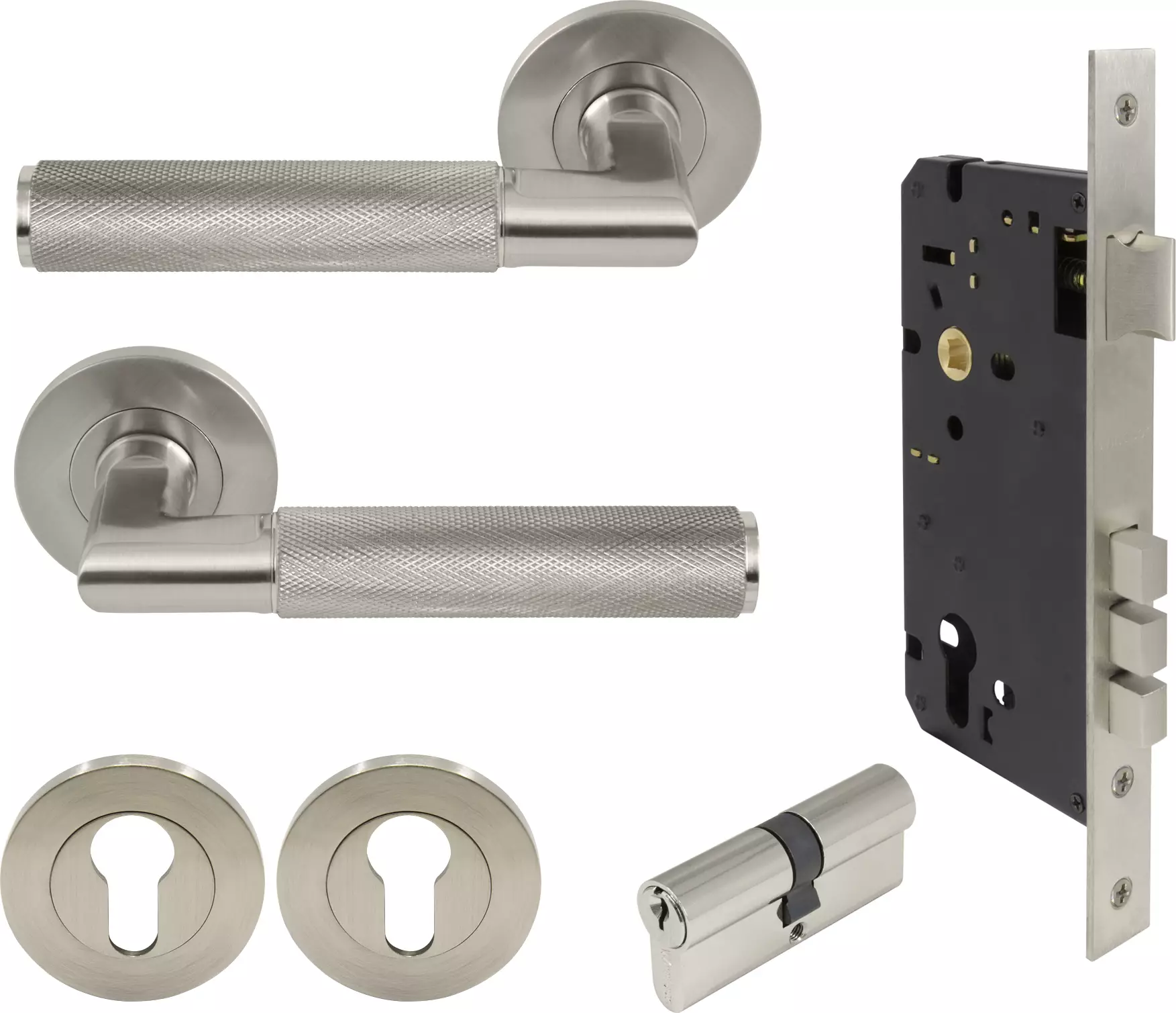 Lumina Round Rose Entrance Set - K/K - Diamond Knurl  - BN