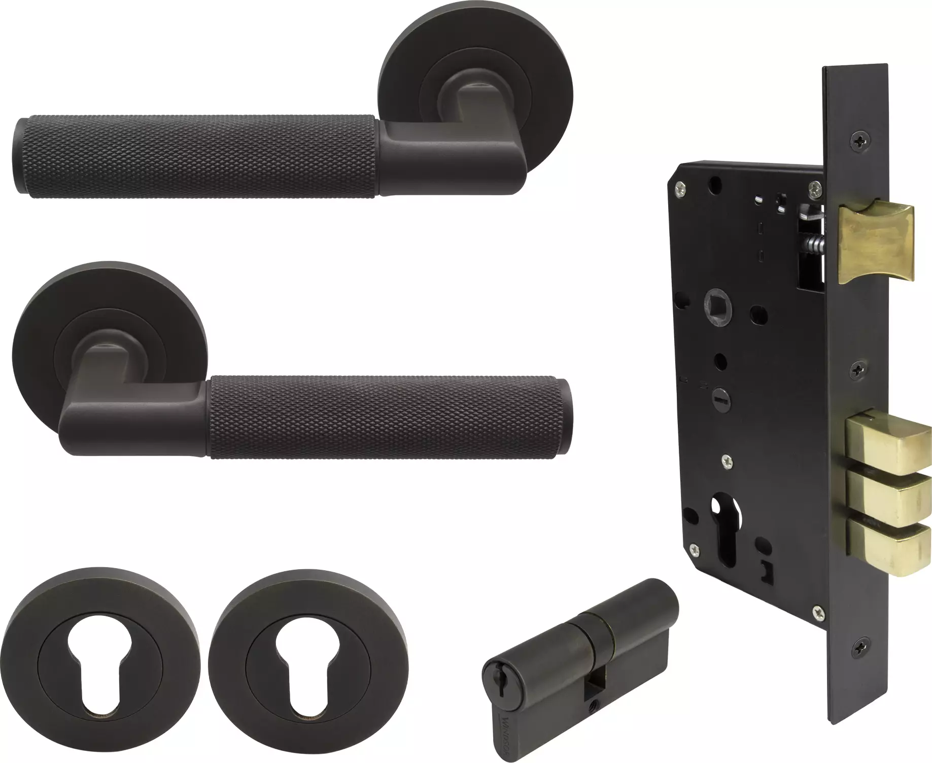 Lumina Round Rose Entrance Set - K/K - Diamond Knurl  - DRB