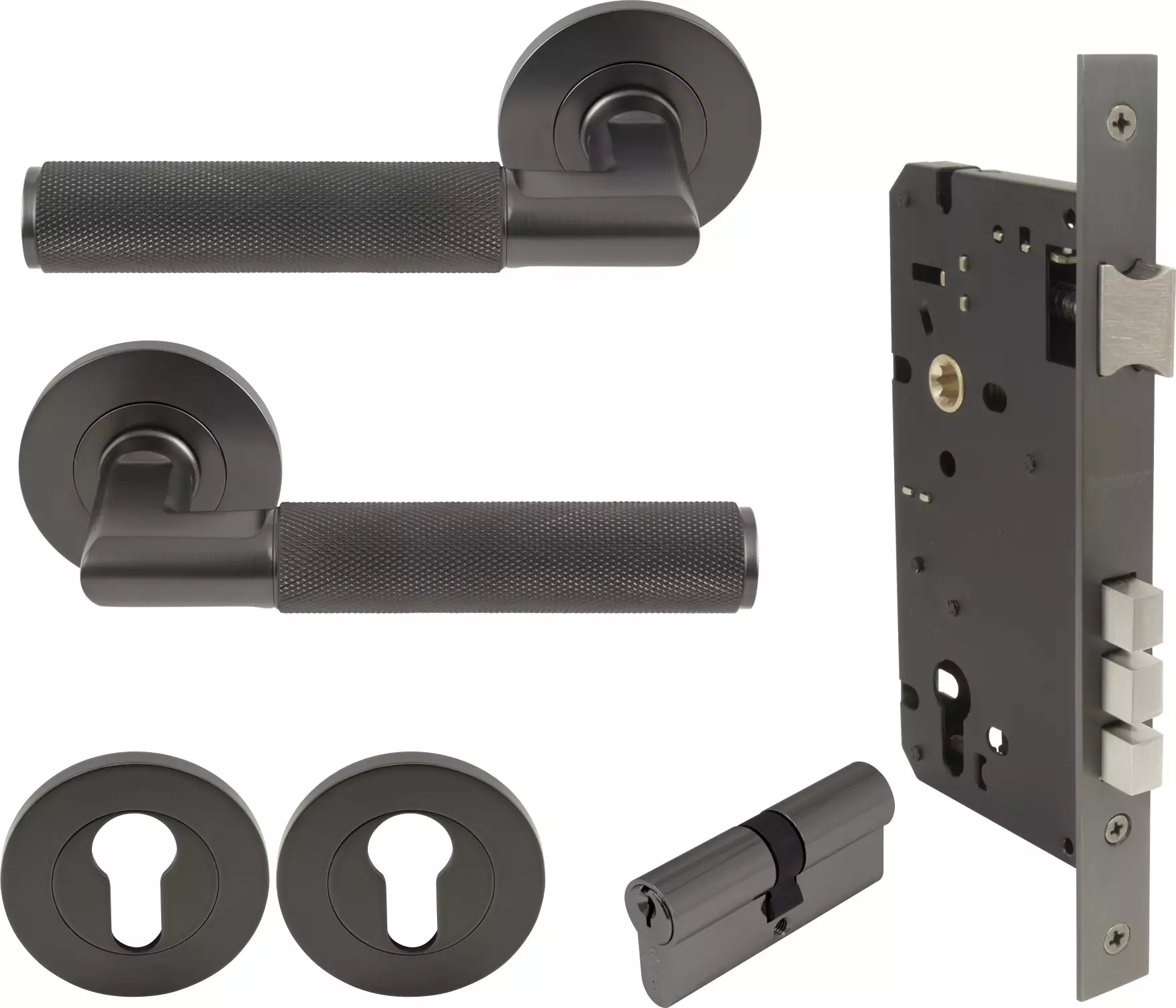 Lumina Round Rose Entrance Set - K/K - Diamond Knurl  - GN