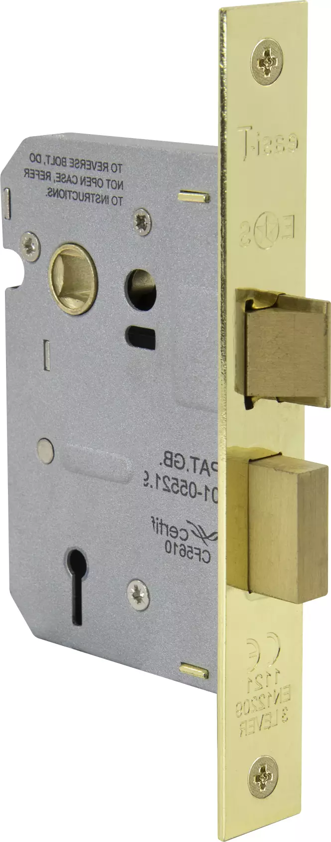 Three Lever Mortice Lock - 45mm B/Set - PB