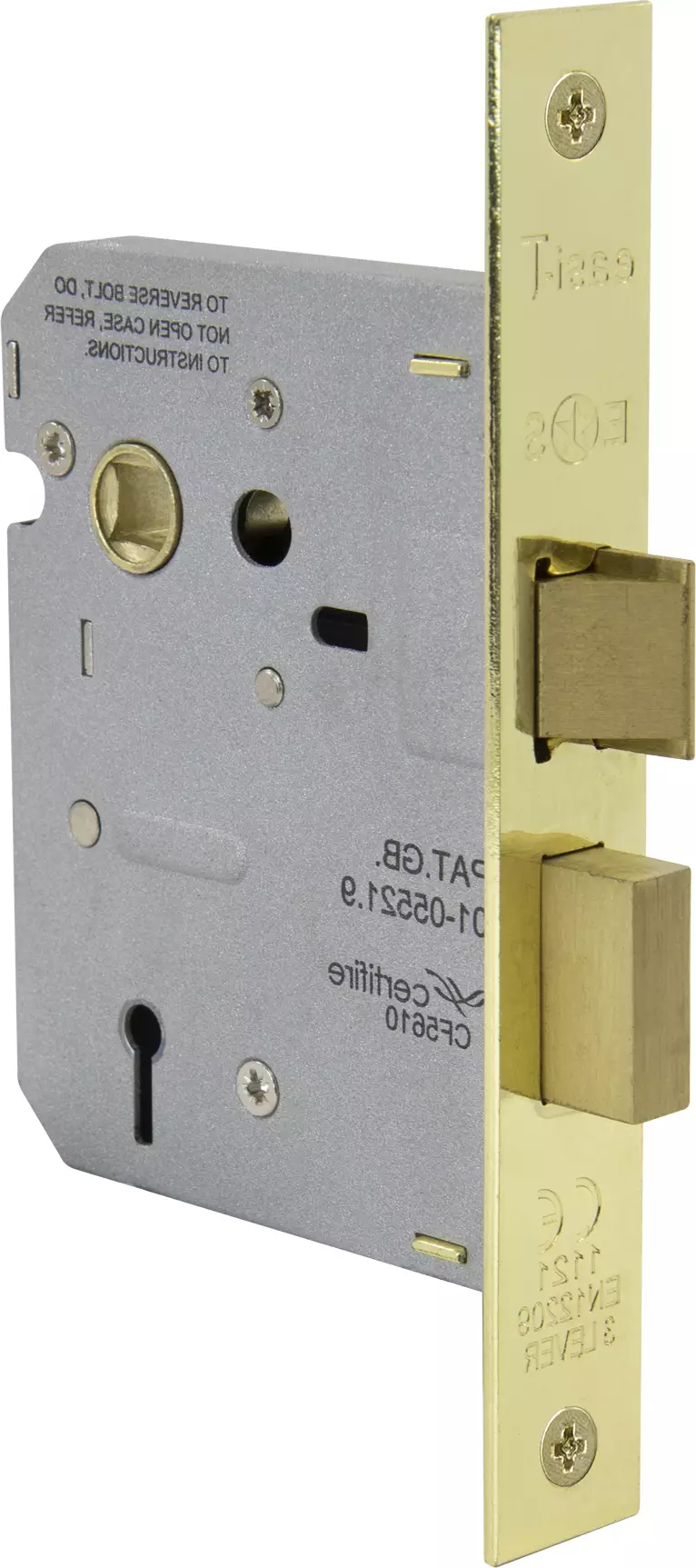 Three Lever Mortice Lock - 57mm B/Set - PB