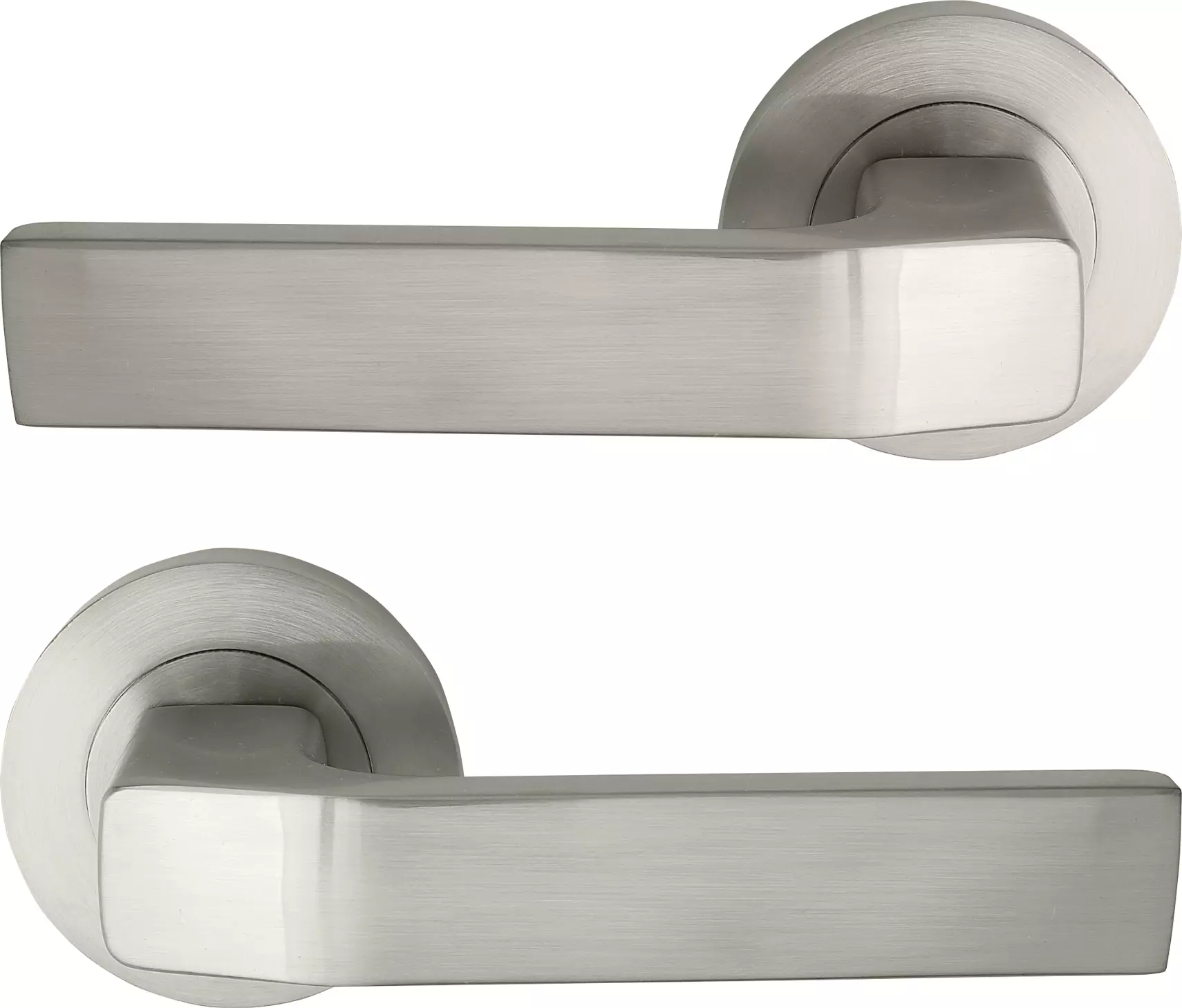 Qube - Round Rose Lever Set - BN