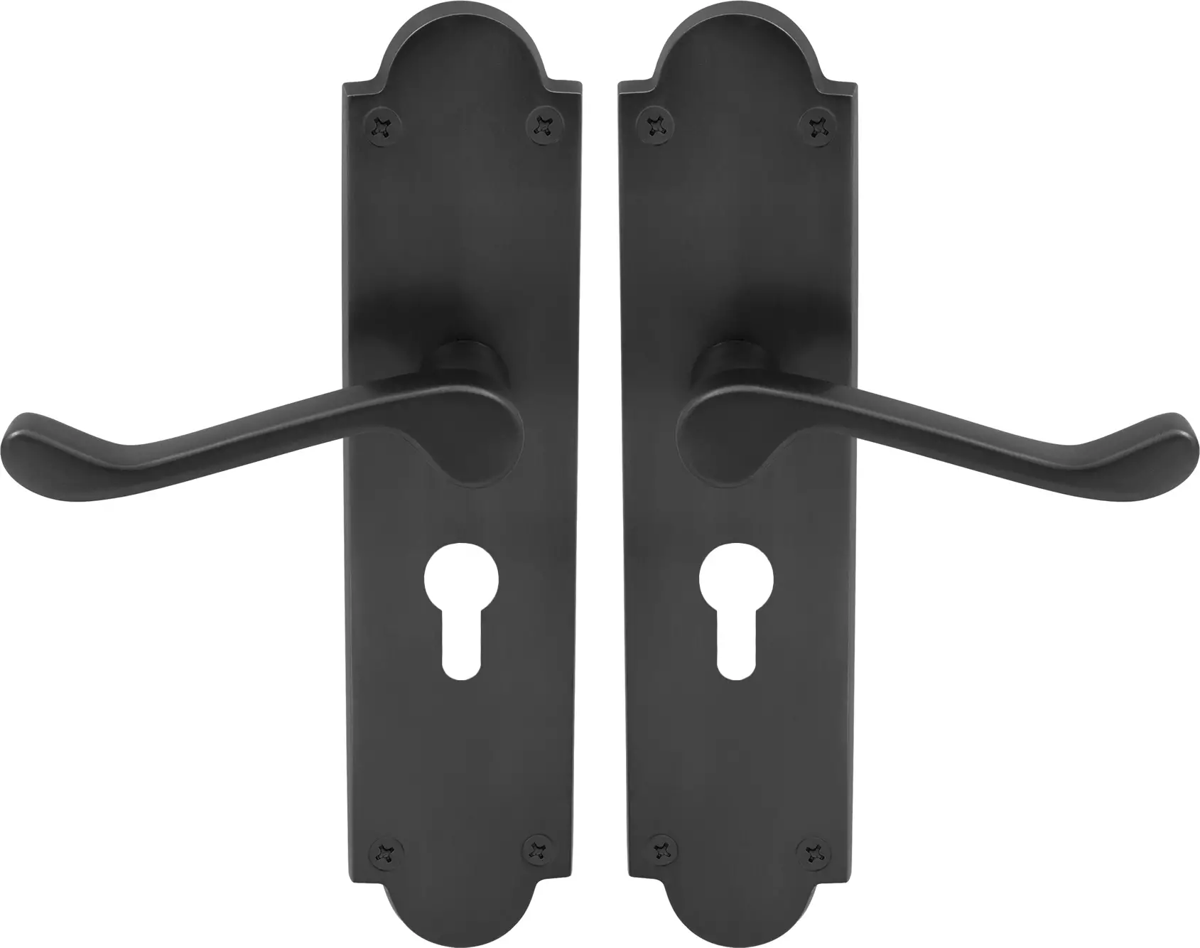 York Lever Victorian Plate - Euro 48mm Handles - BLK