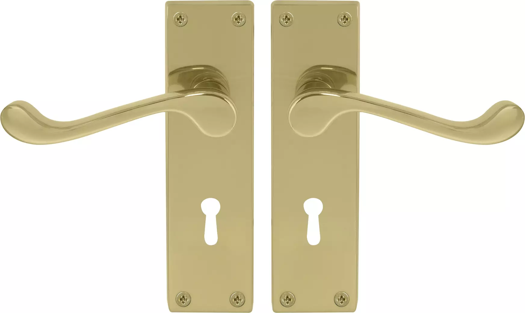 York Lever Longplate - Lever Lock Handle Set - PB