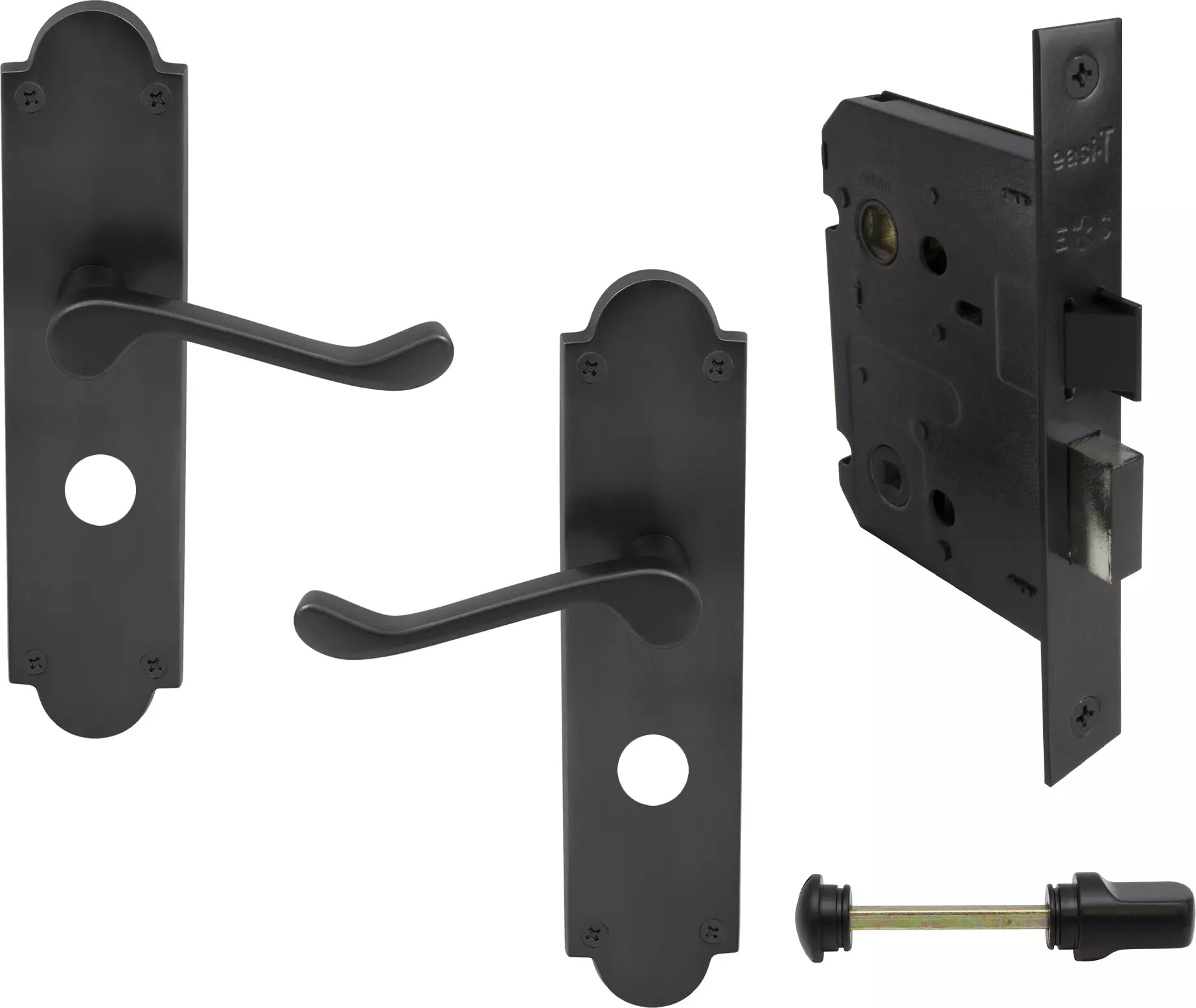 York Lever Victorian Plate - Privacy Set - BLK